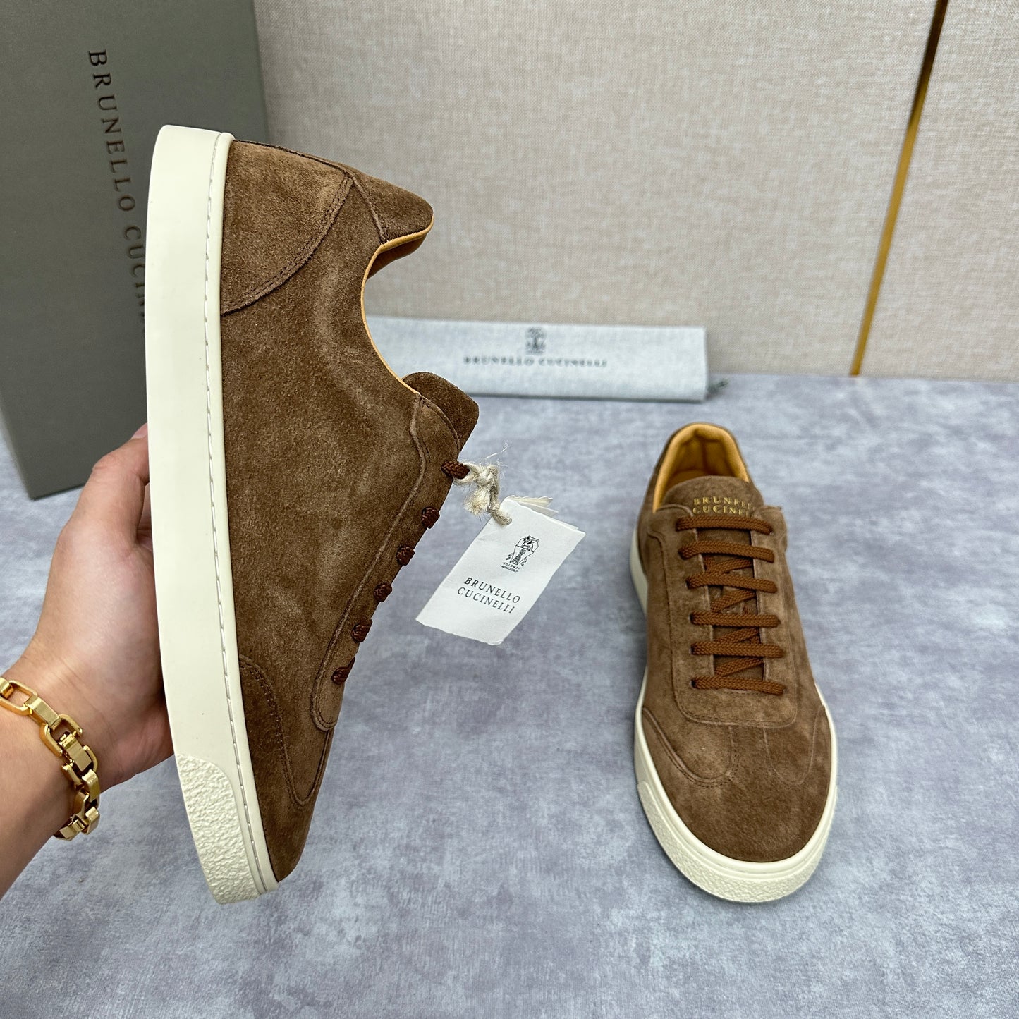 Blue Grey, Tan Brown, Grey, Olive Green, and Dark Brown Shoes