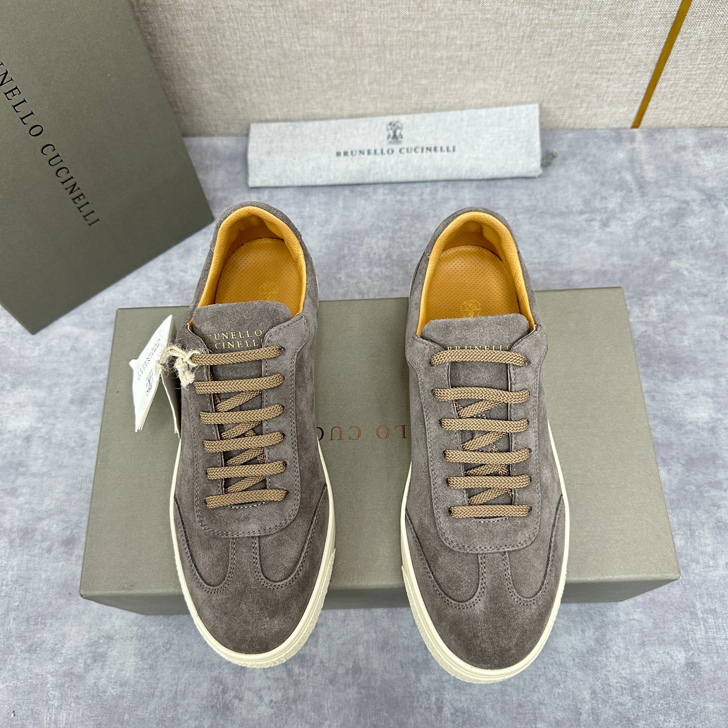 Blue Grey, Tan Brown, Grey, Olive Green, and Dark Brown Shoes