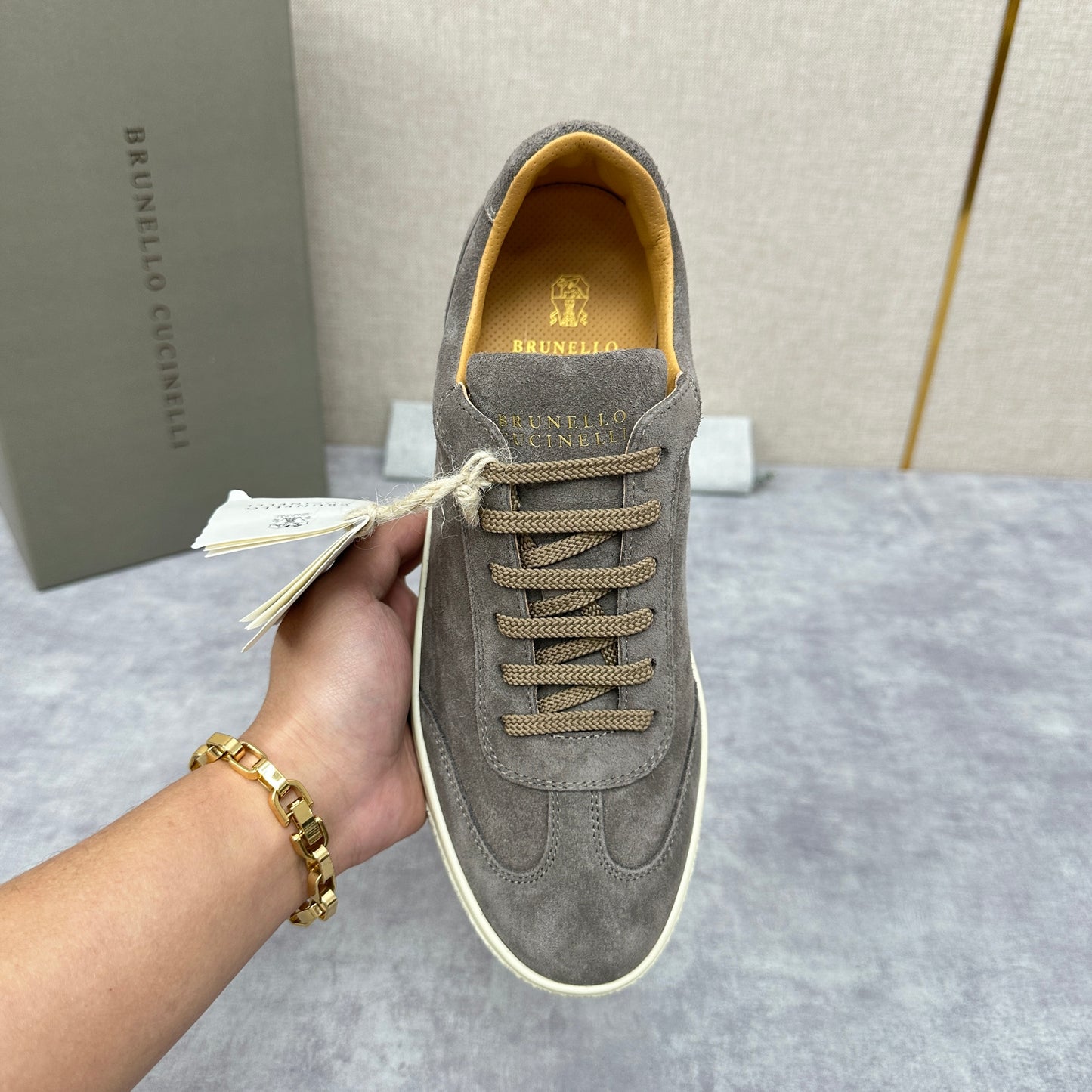 Blue Grey, Tan Brown, Grey, Olive Green, and Dark Brown Shoes