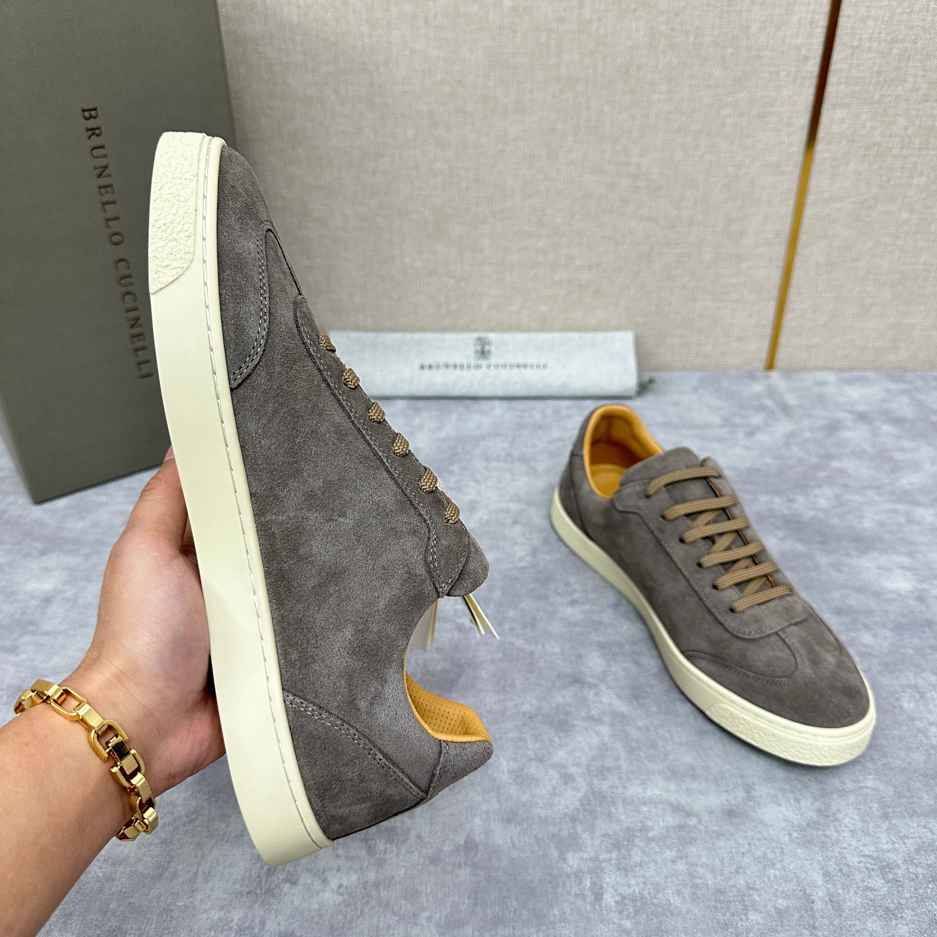 Blue Grey, Tan Brown, Grey, Olive Green, and Dark Brown Shoes - FashionHype.xyz