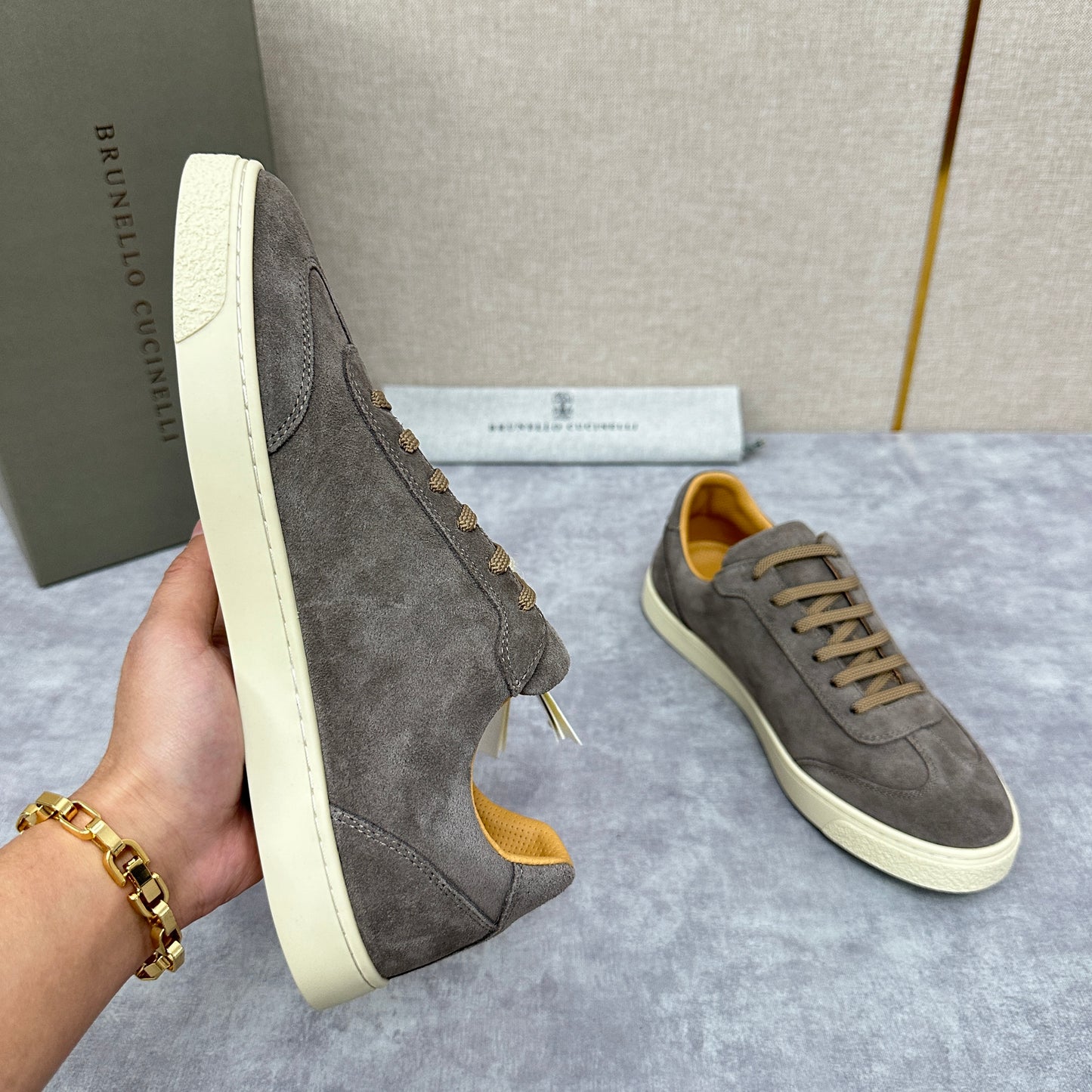 Blue Grey, Tan Brown, Grey, Olive Green, and Dark Brown Shoes