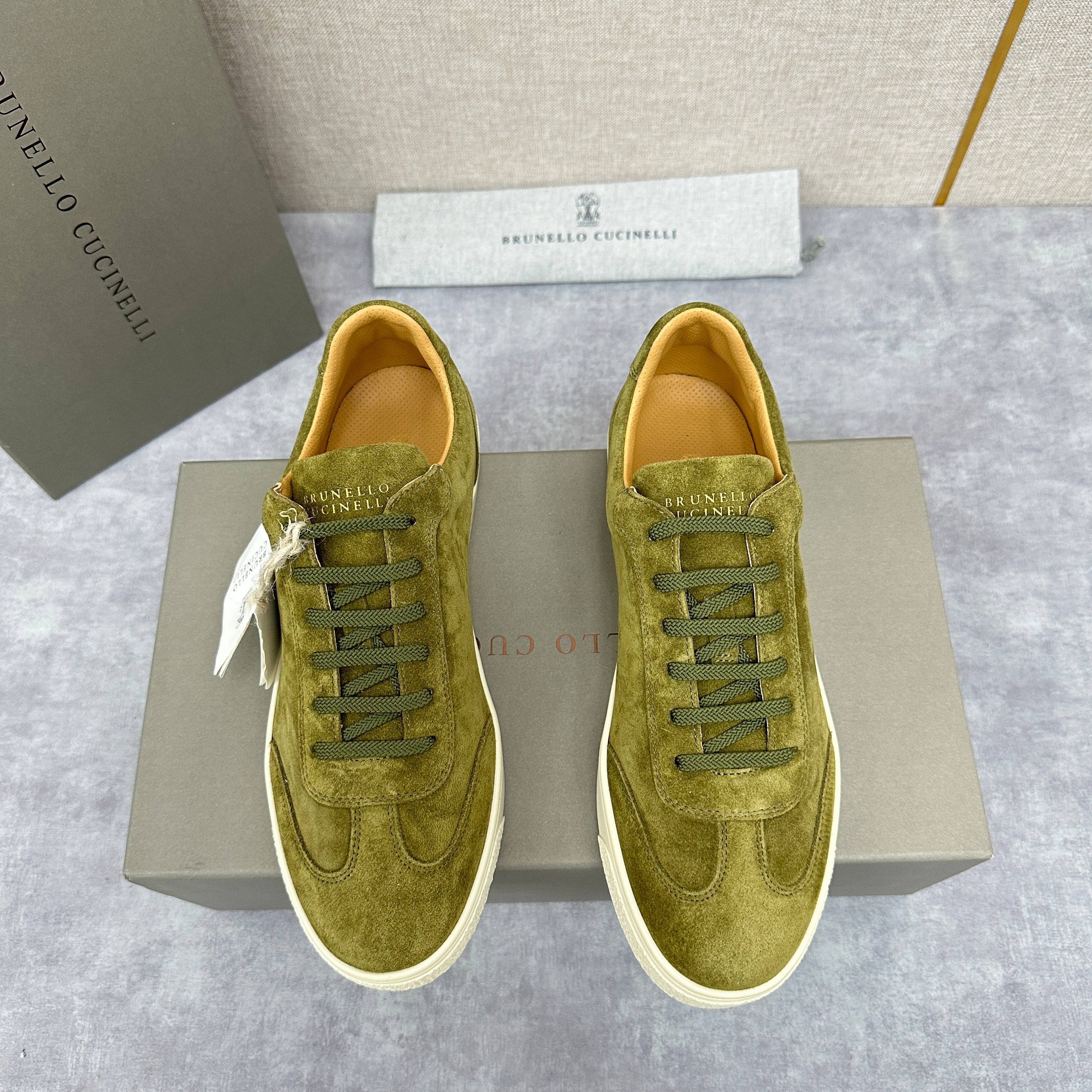 Blue Grey, Tan Brown, Grey, Olive Green, and Dark Brown Shoes - FashionHype.xyz