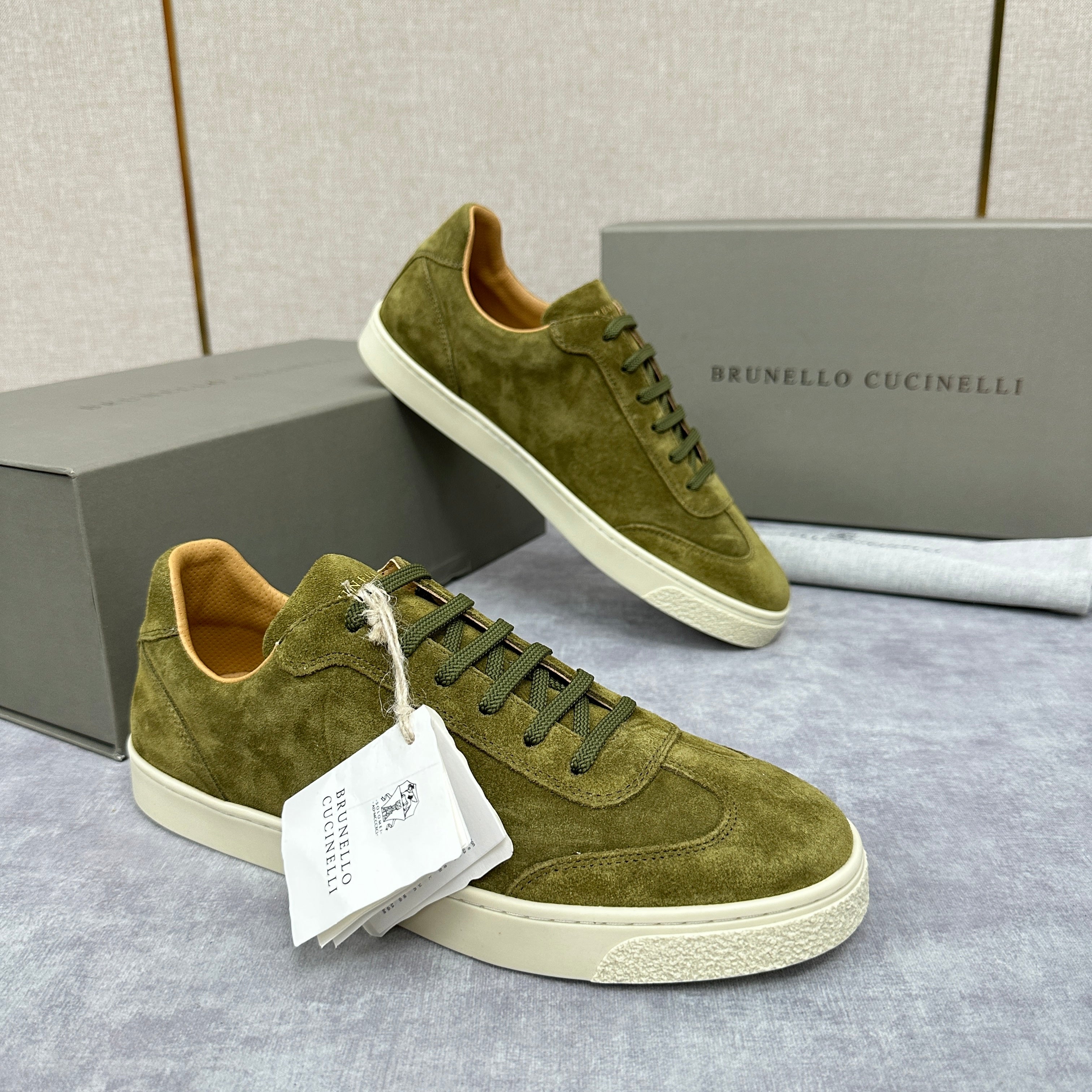 Blue Grey, Tan Brown, Grey, Olive Green, and Dark Brown Shoes - FashionHype.xyz