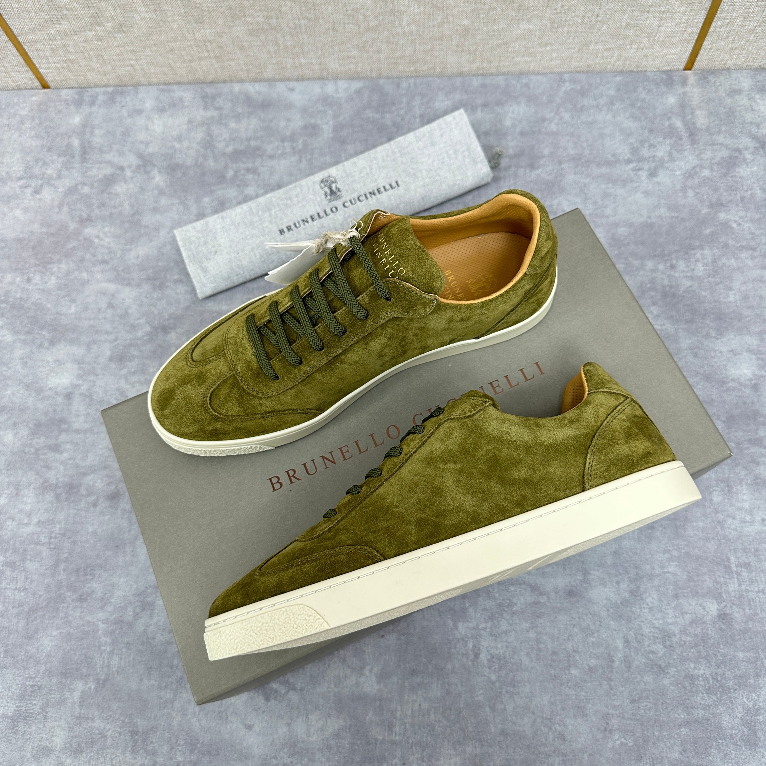 Blue Grey, Tan Brown, Grey, Olive Green, and Dark Brown Shoes - FashionHype.xyz