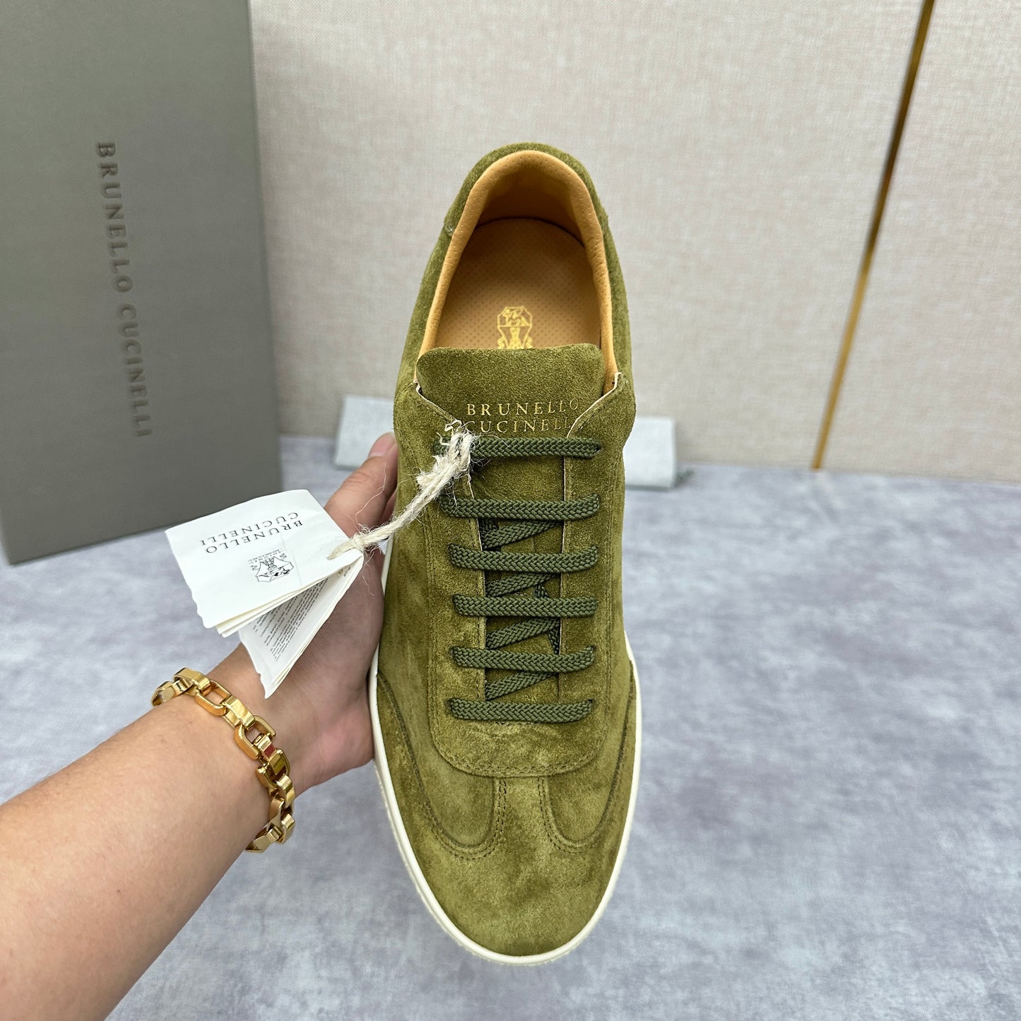 Blue Grey, Tan Brown, Grey, Olive Green, and Dark Brown Shoes