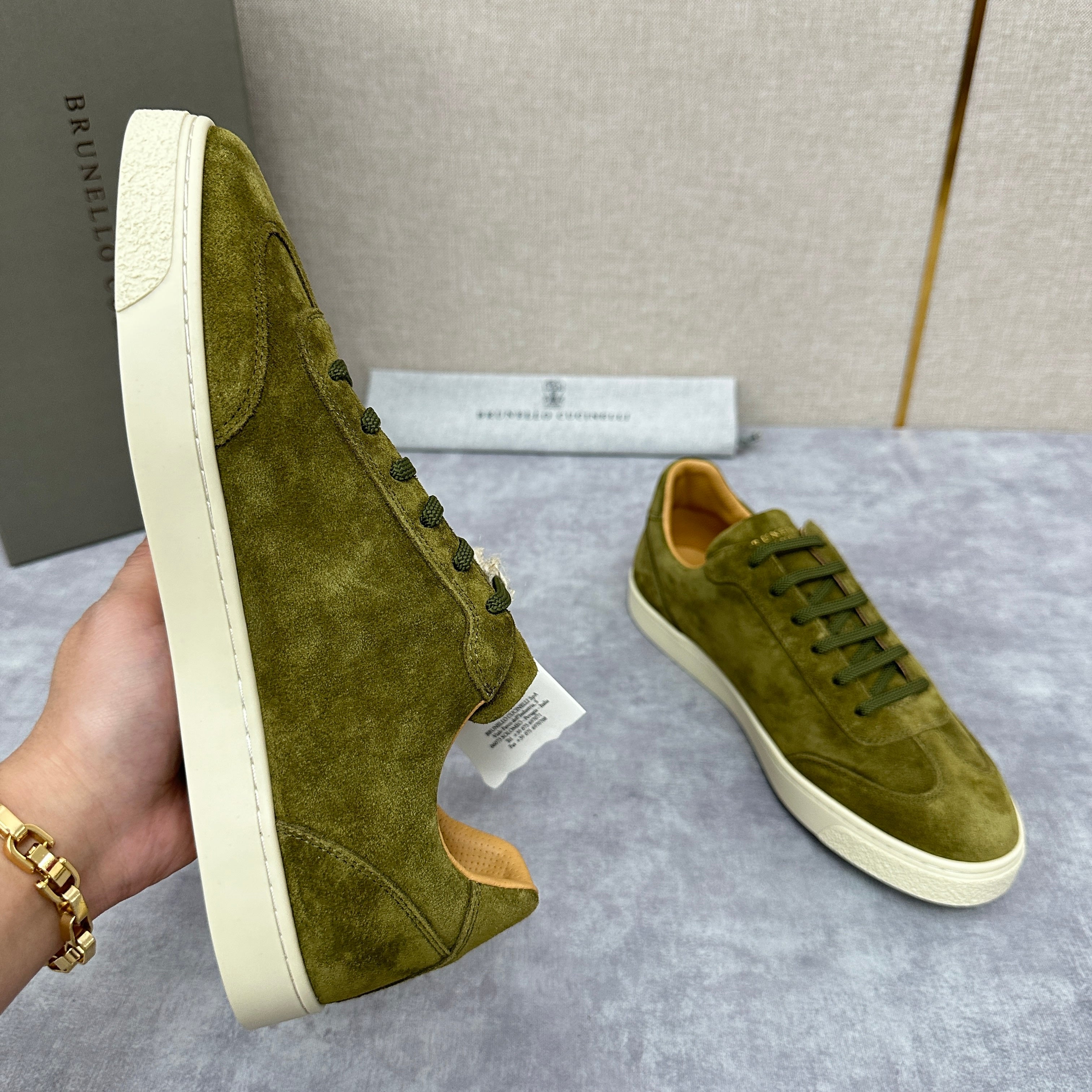 Blue Grey, Tan Brown, Grey, Olive Green, and Dark Brown Shoes - FashionHype.xyz