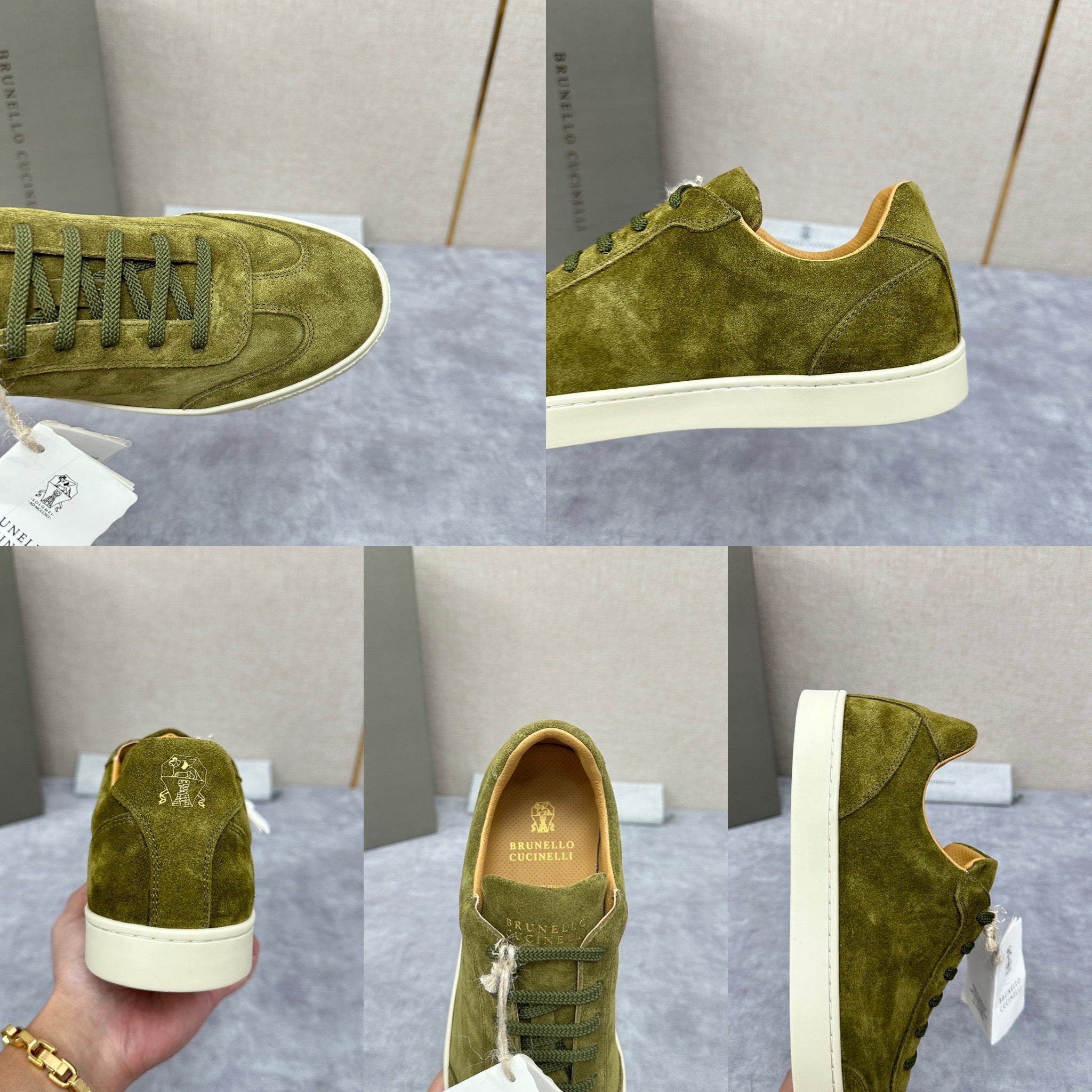 Blue Grey, Tan Brown, Grey, Olive Green, and Dark Brown Shoes - FashionHype.xyz