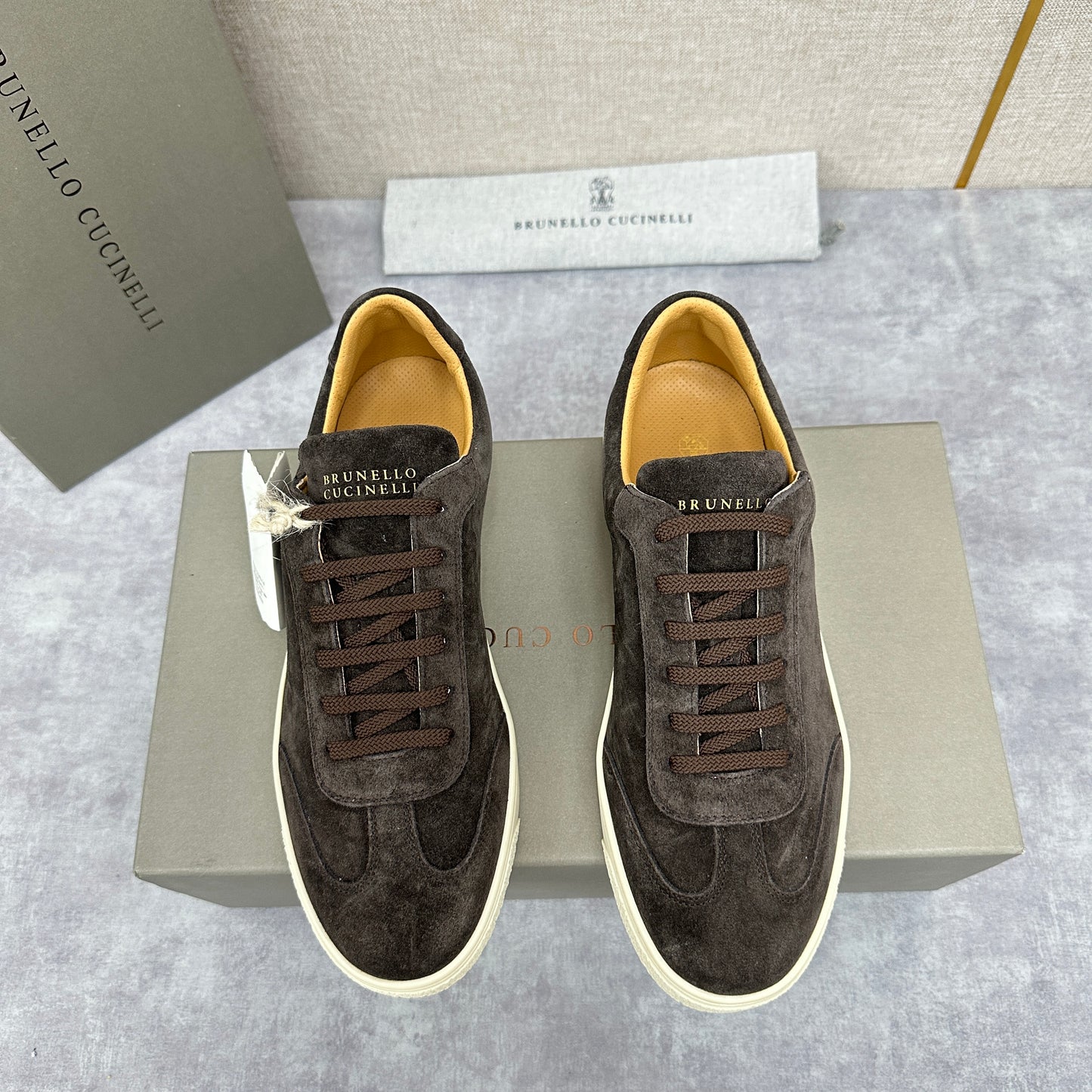 Blue Grey, Tan Brown, Grey, Olive Green, and Dark Brown Shoes