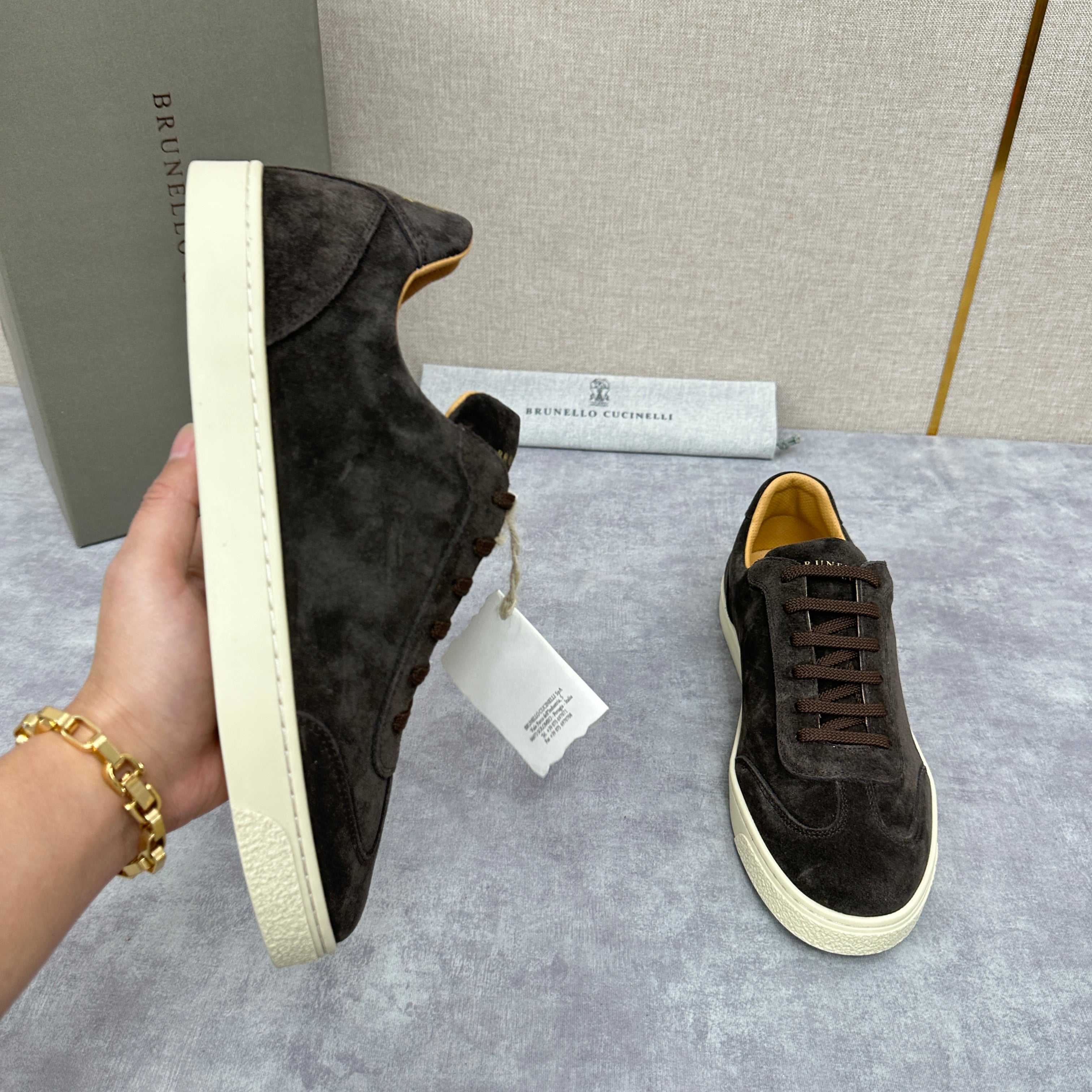Blue Grey, Tan Brown, Grey, Olive Green, and Dark Brown Shoes - FashionHype.xyz