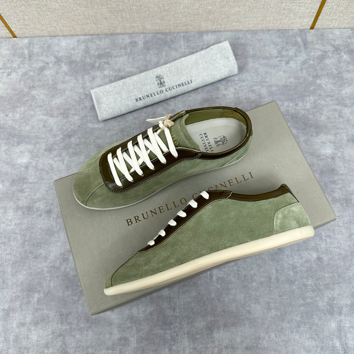 Olive Green, Navy Blue and Black Shoes