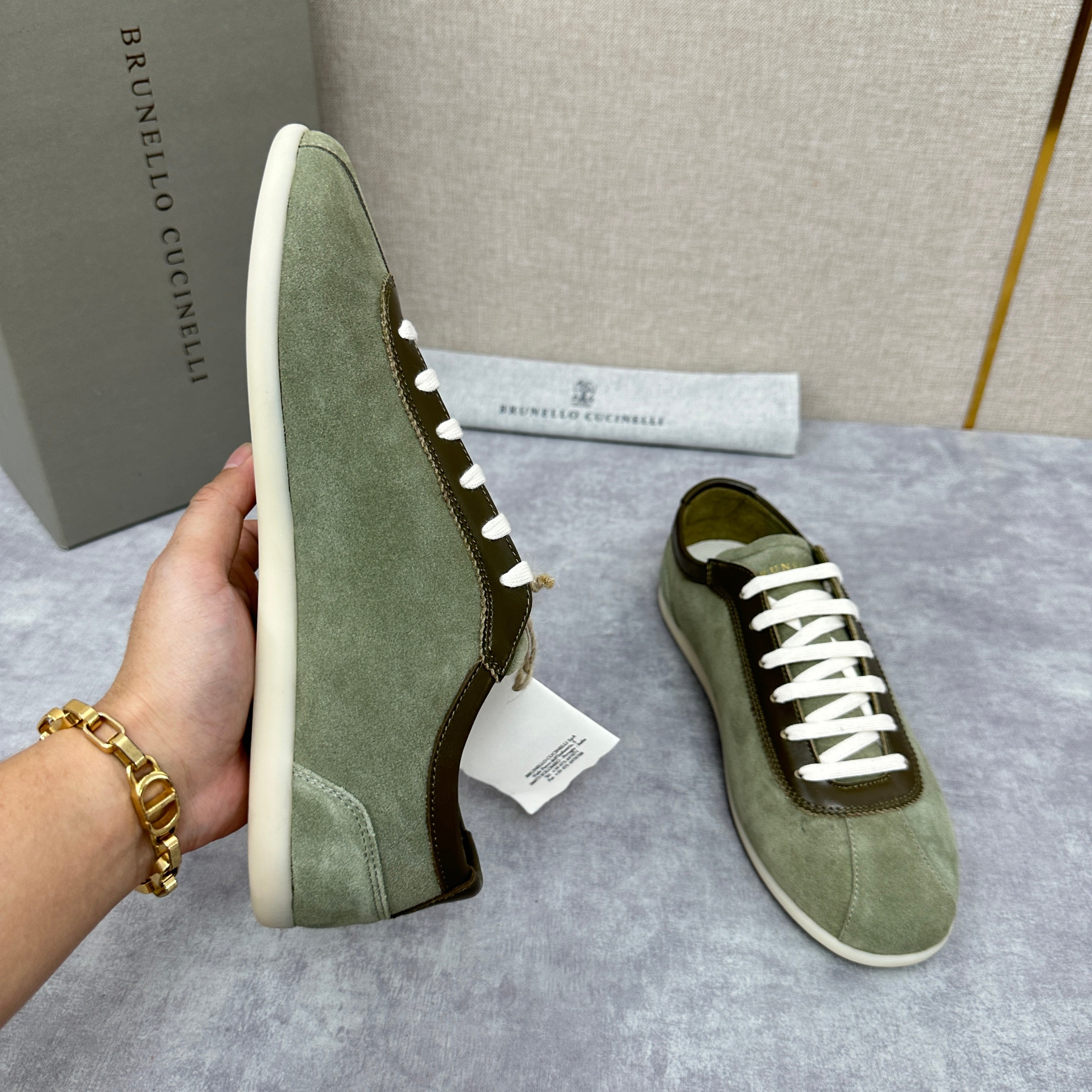 Olive Green, Navy Blue and Black Shoes