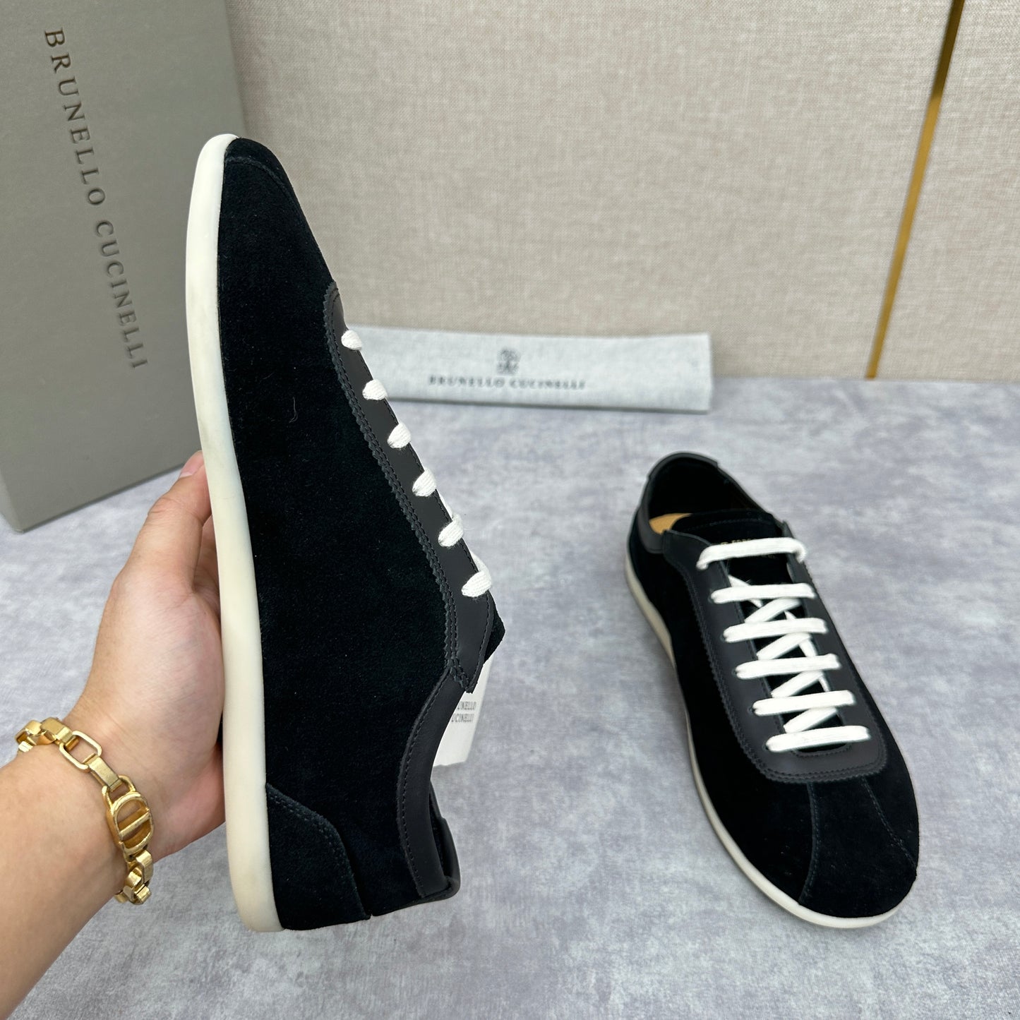 Olive Green, Navy Blue and Black Shoes