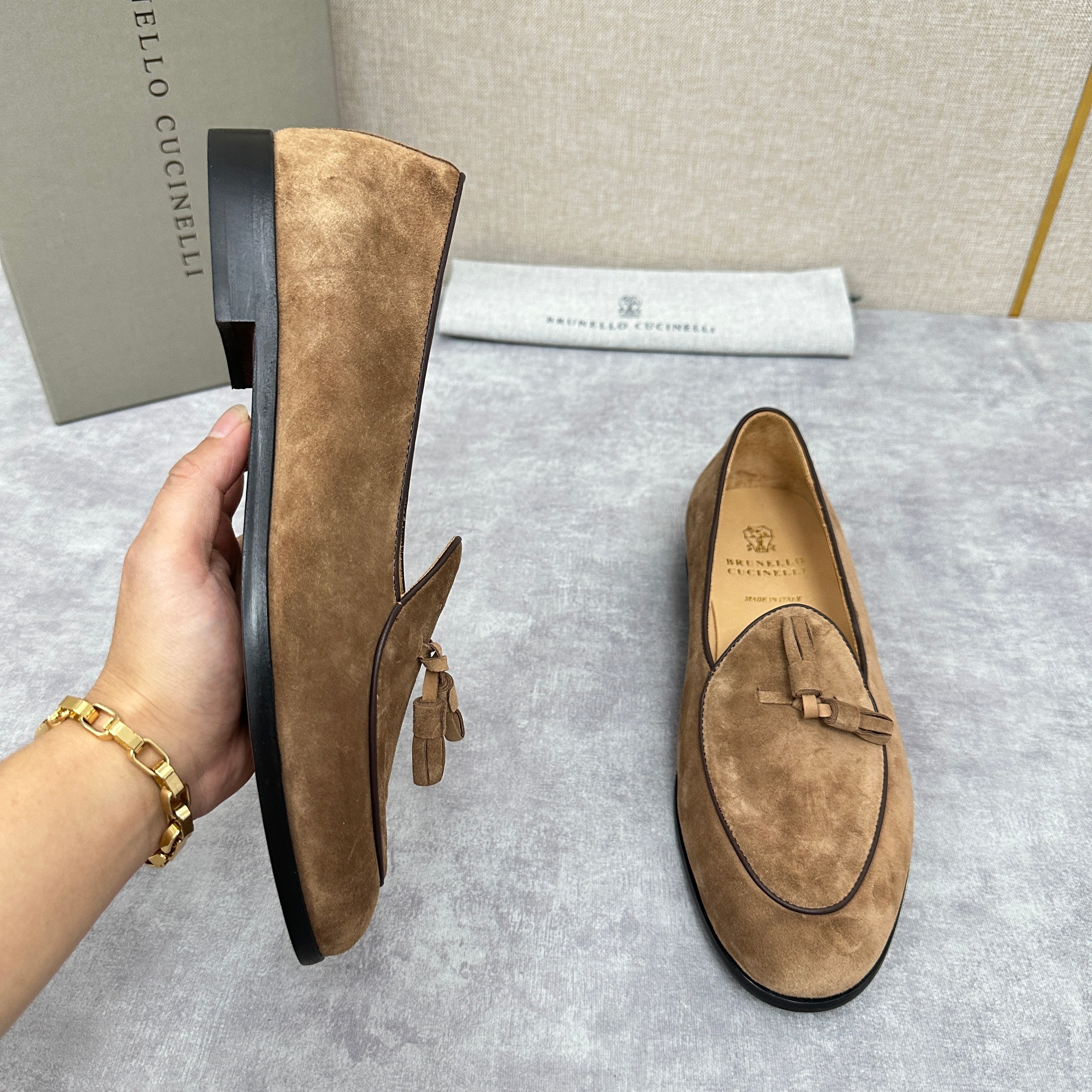 Light brown, Brown, Dark brown and Blue Shoes - FashionHype.xyz