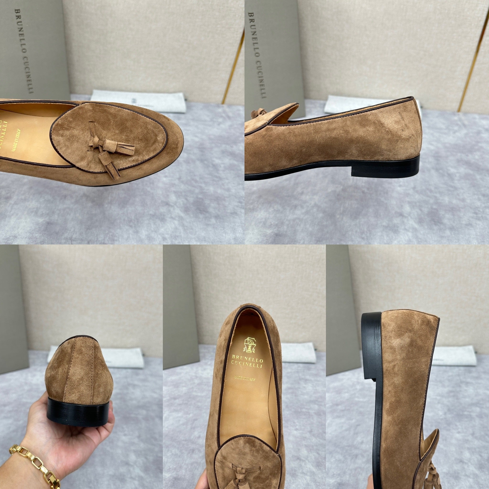 Light brown, Brown, Dark brown and Blue Shoes - FashionHype.xyz