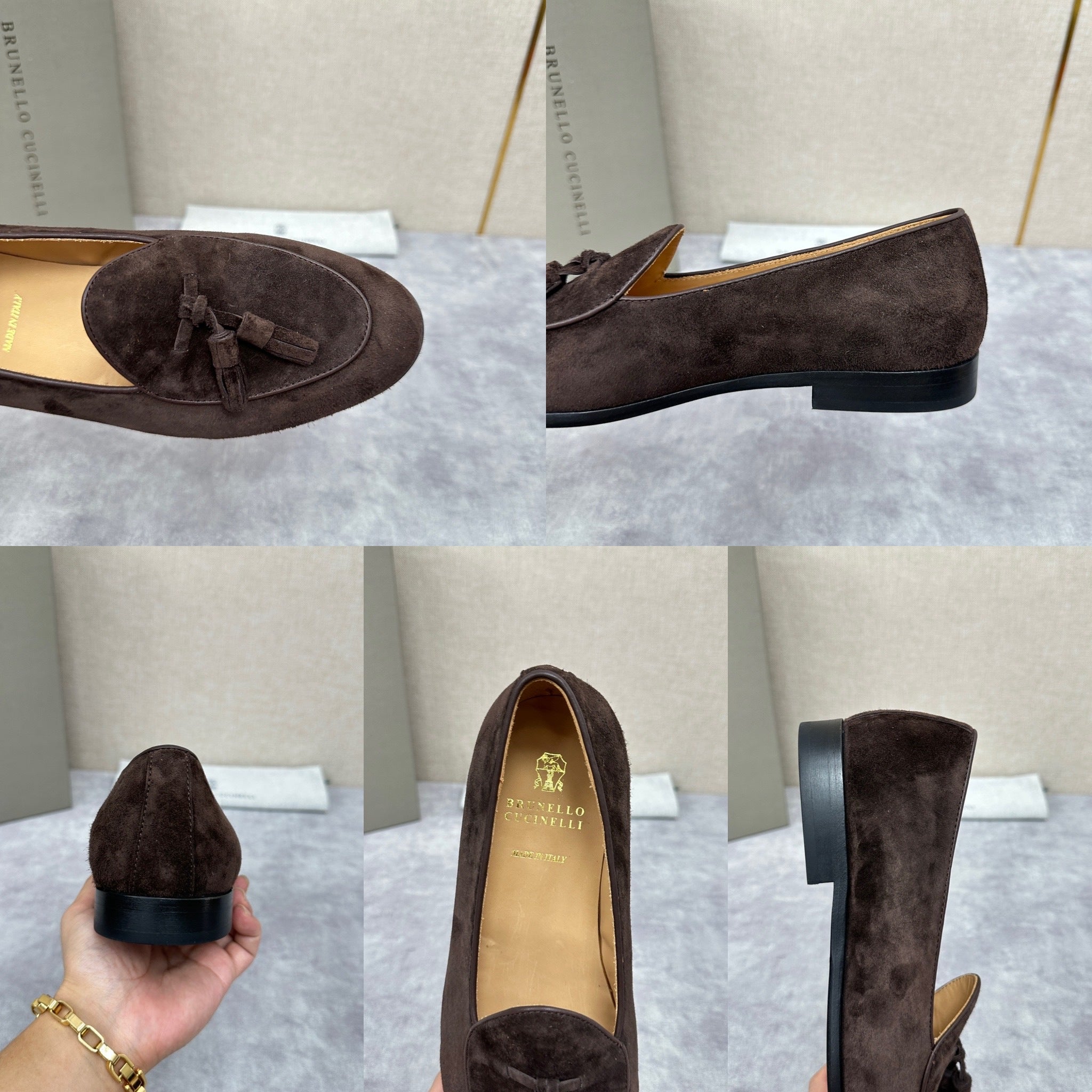 Light brown, Brown, Dark brown and Blue Shoes - FashionHype.xyz