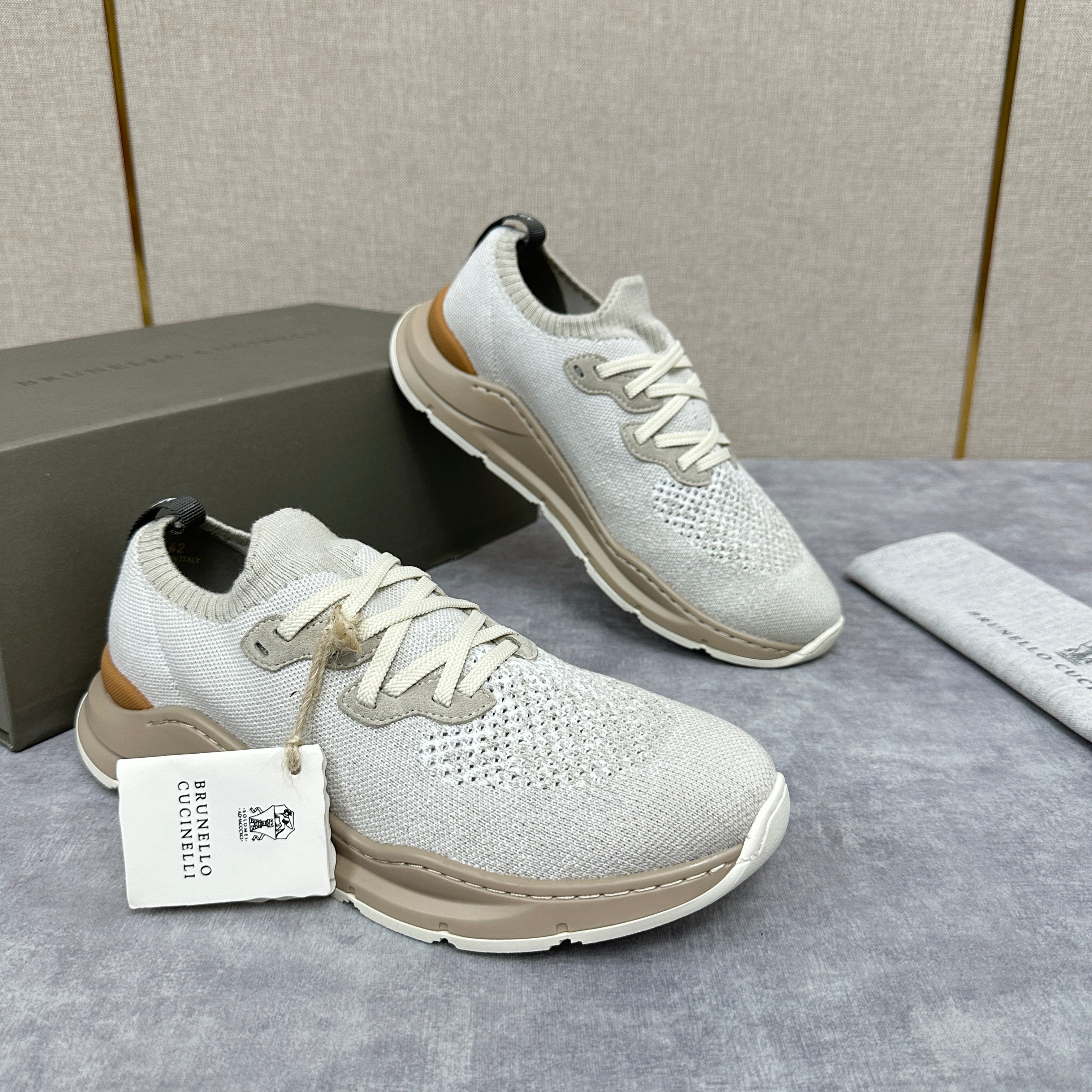 Off-white, Grey and Blue Shoes