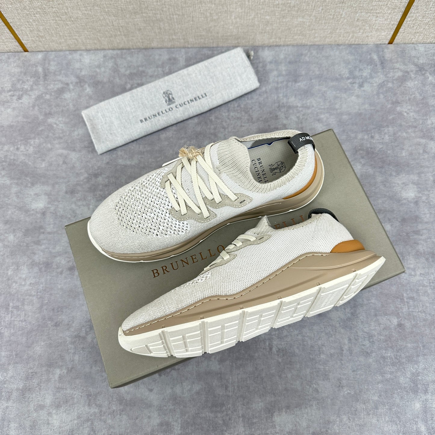 Off-white, Grey and Blue Shoes