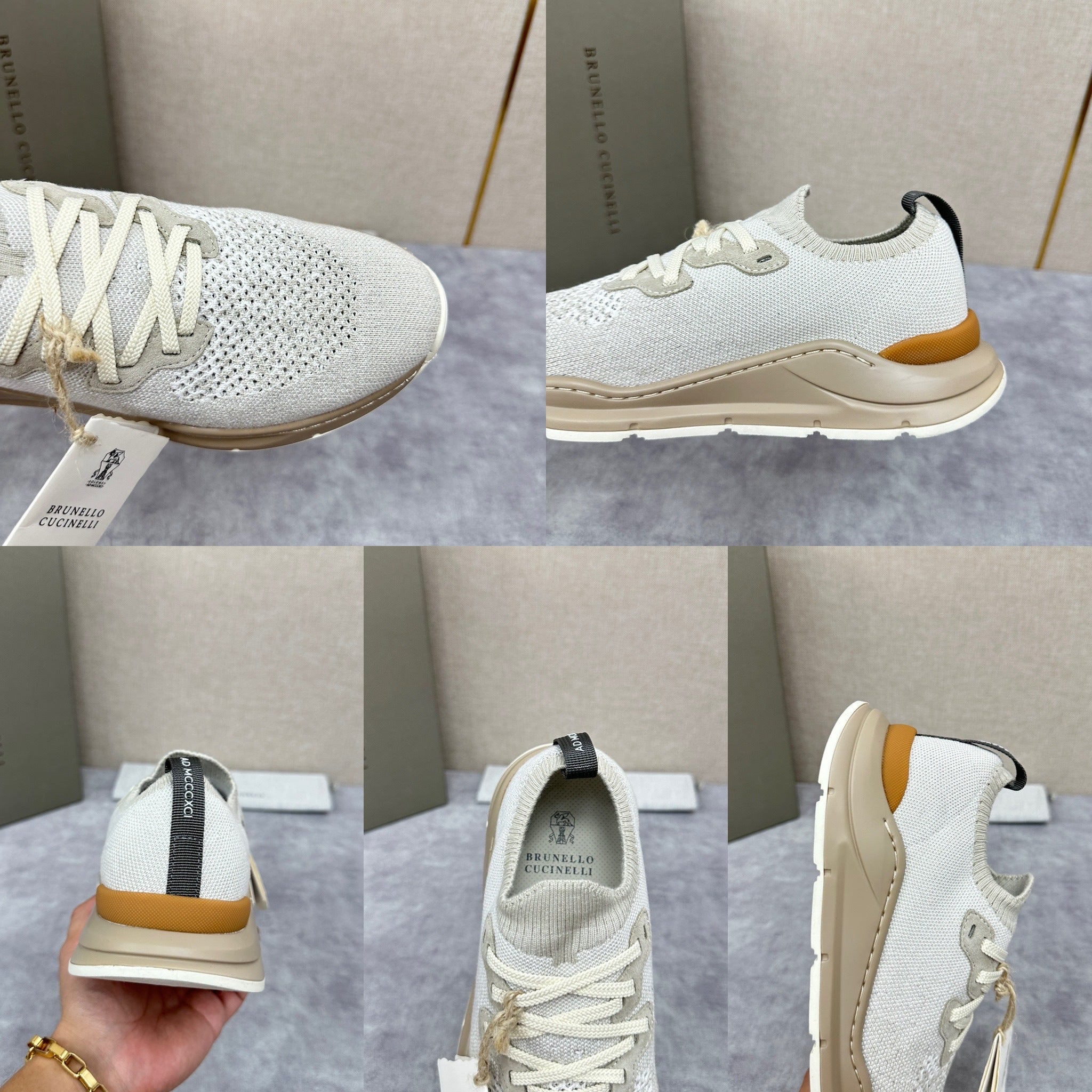 Off-white, Grey and Blue Shoes
