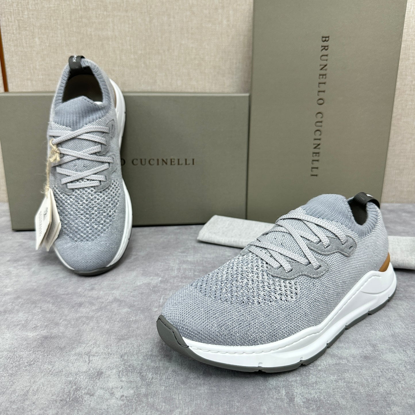 Off-white, Grey and Blue Shoes