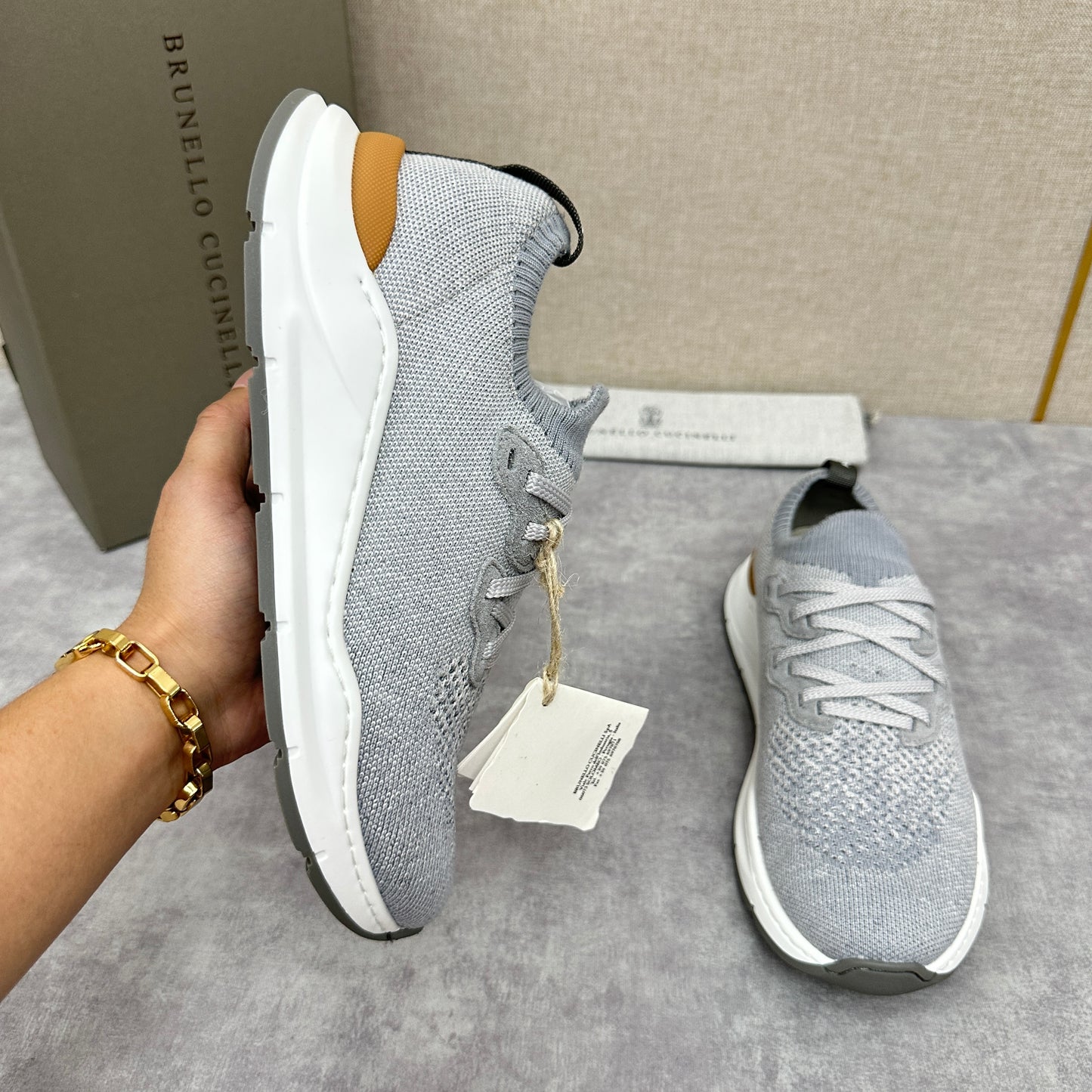 Off-white, Grey and Blue Shoes