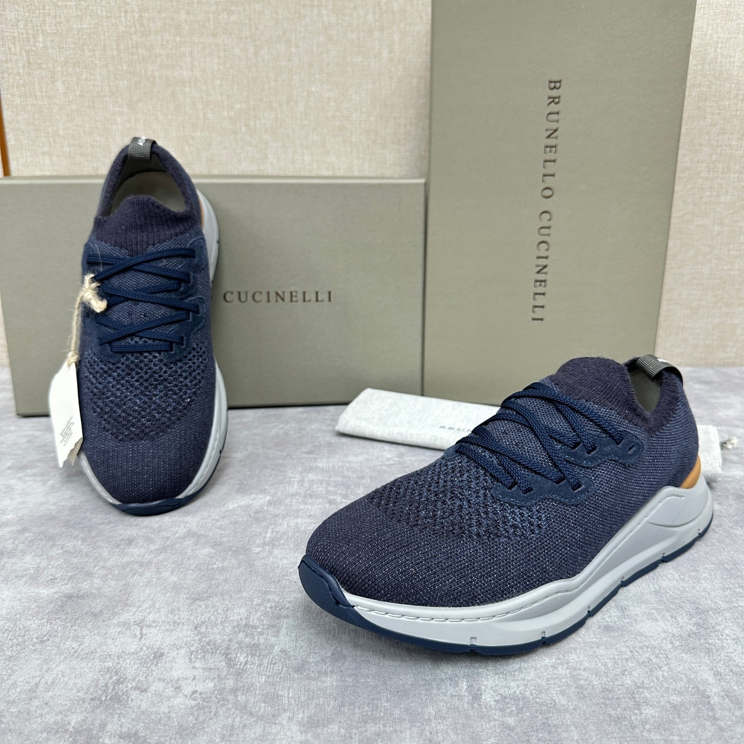 Off-white, Grey and Blue Shoes