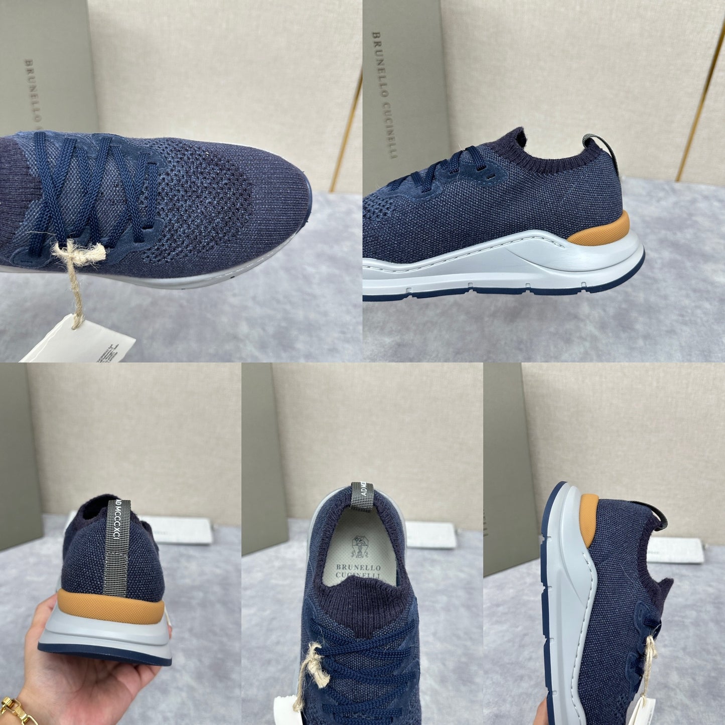 Off-white, Grey and Blue Shoes