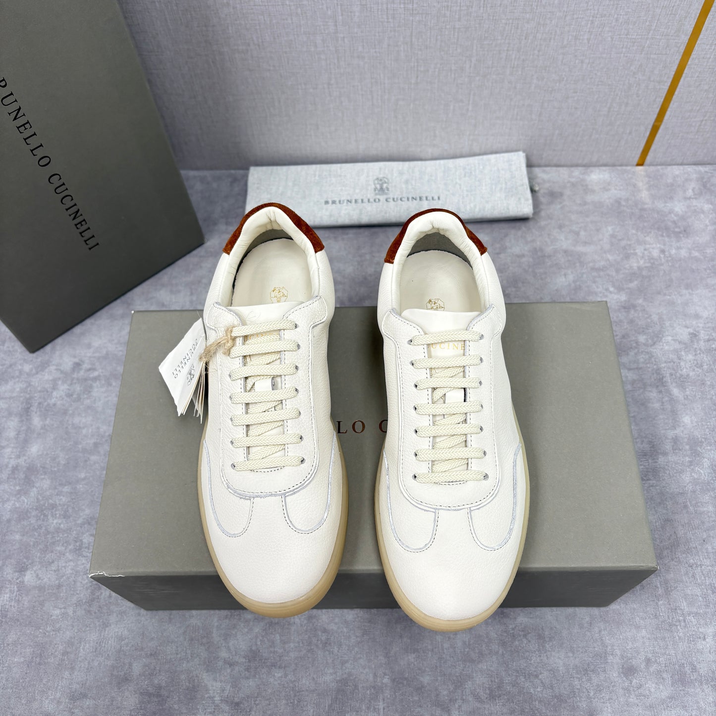 White, Black and Dark Brown Shoes