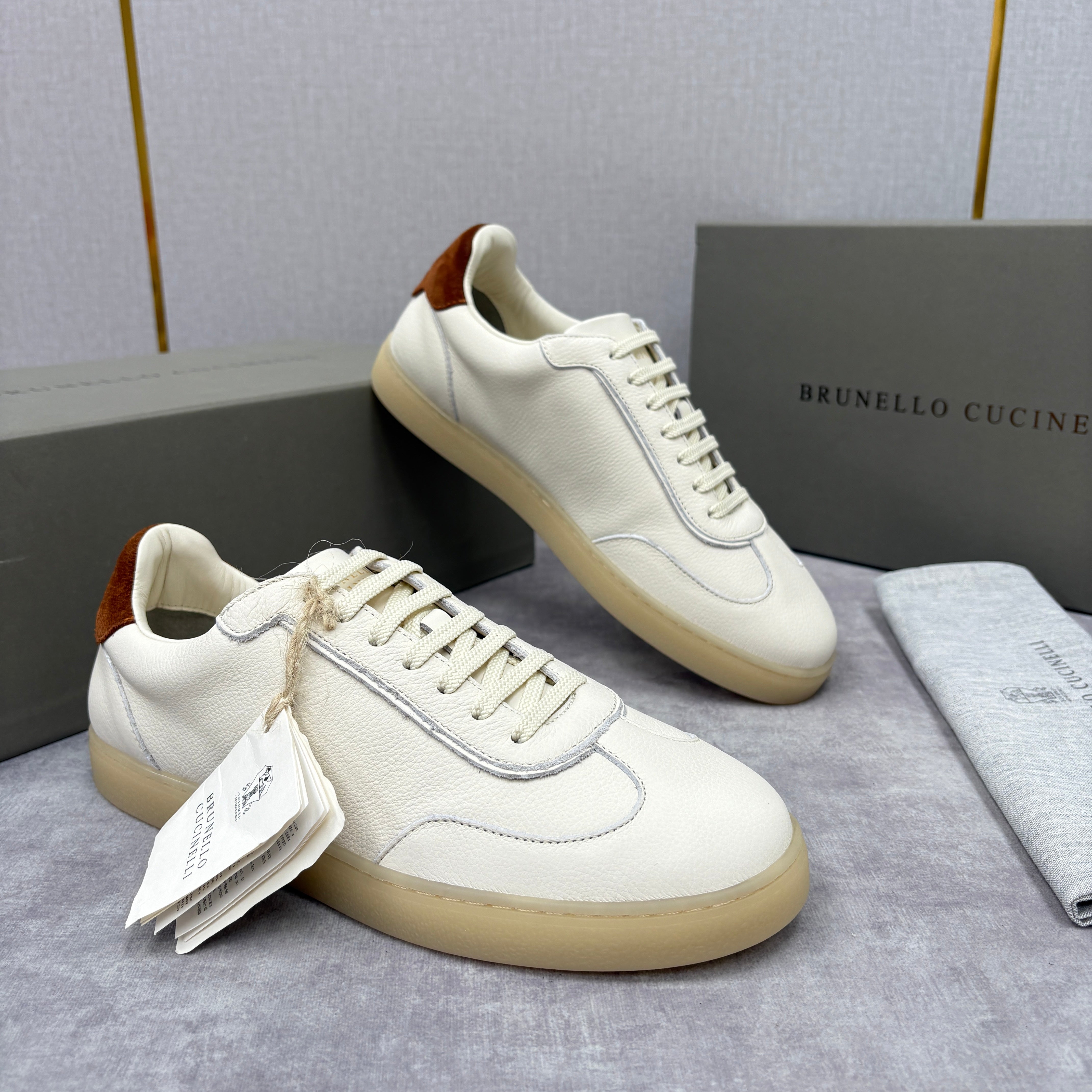 White, Black and Dark Brown Shoes