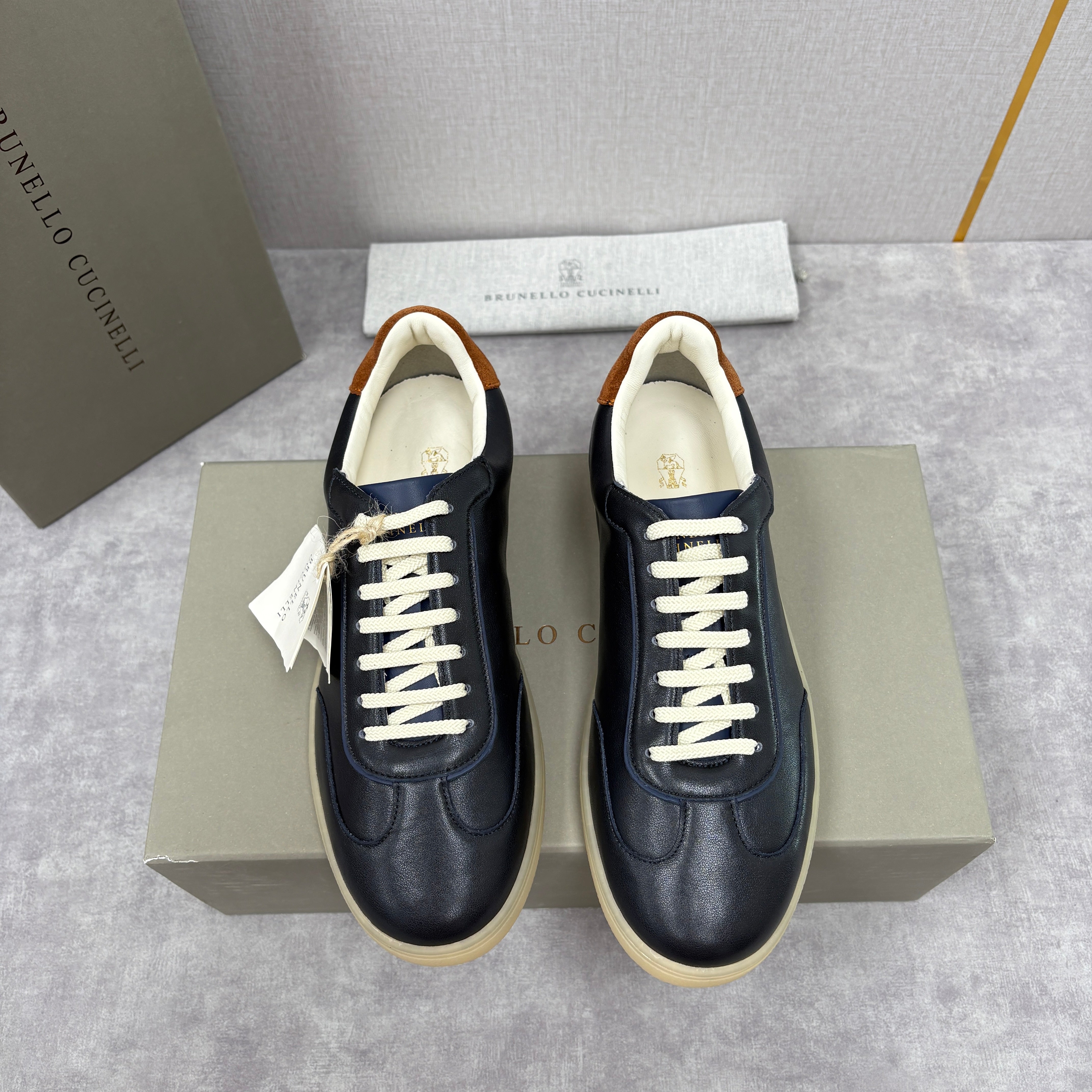 White, Black and Dark Brown Shoes