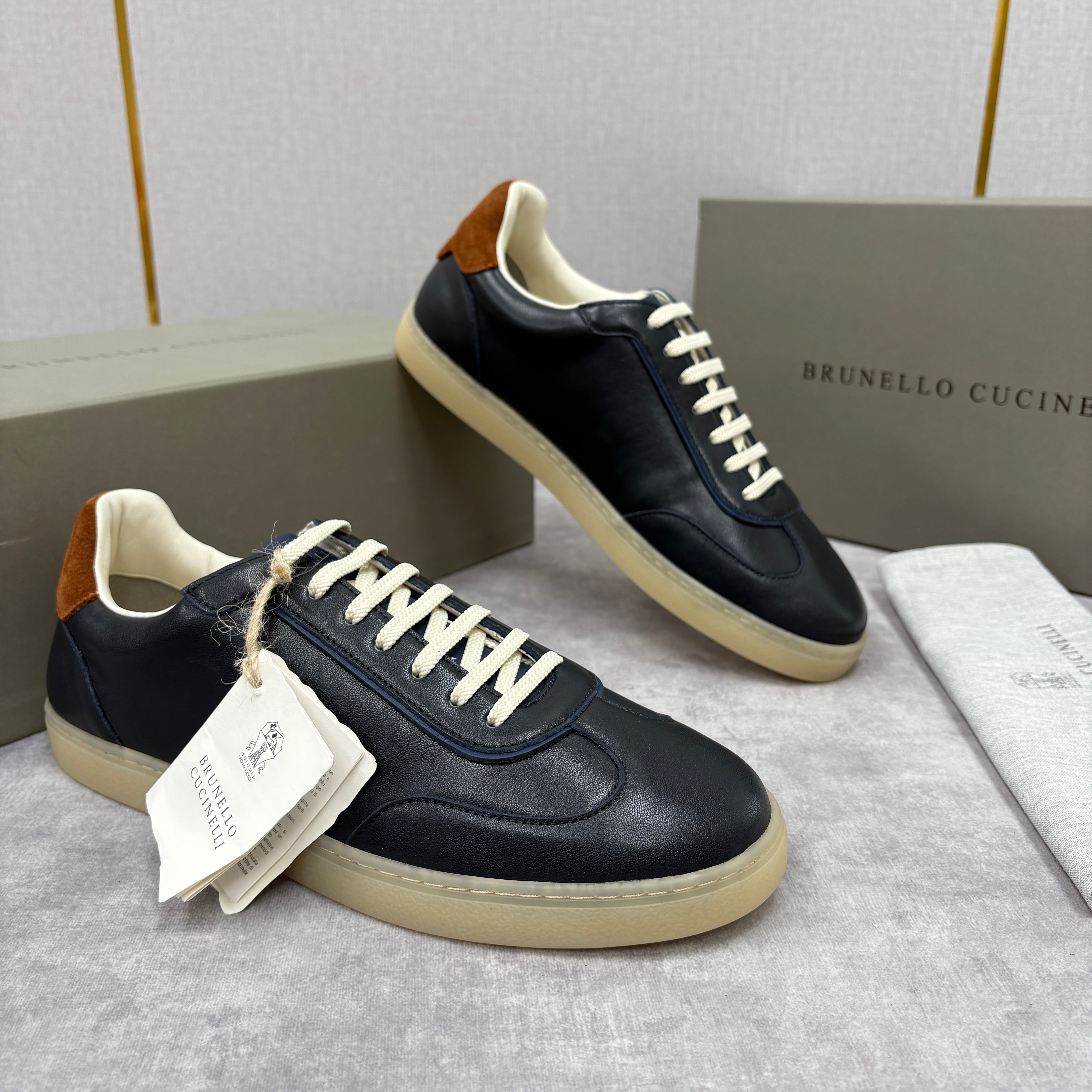 White, Black and Dark Brown Shoes