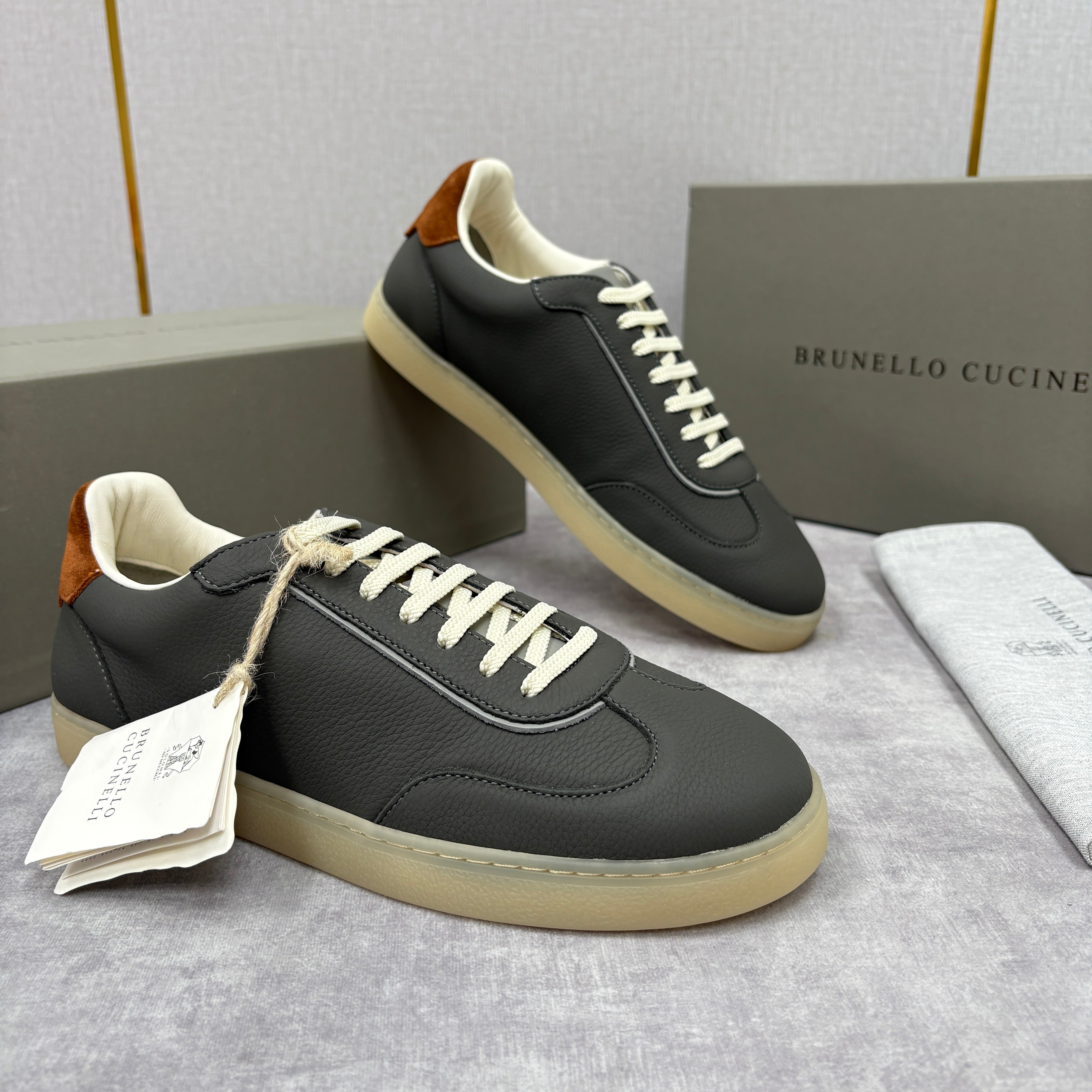 White, Black and Dark Brown Shoes