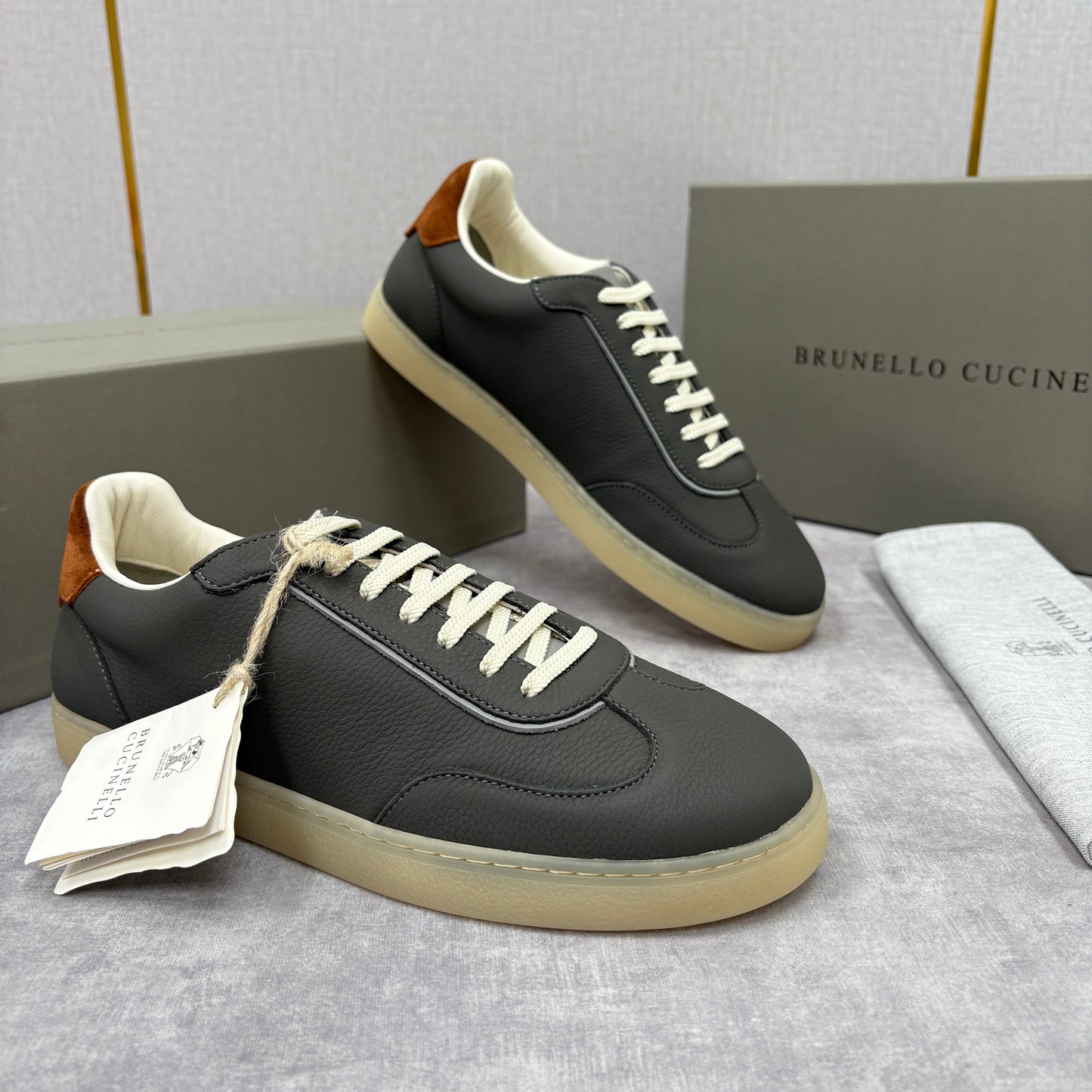 White, Black and Dark Brown Shoes