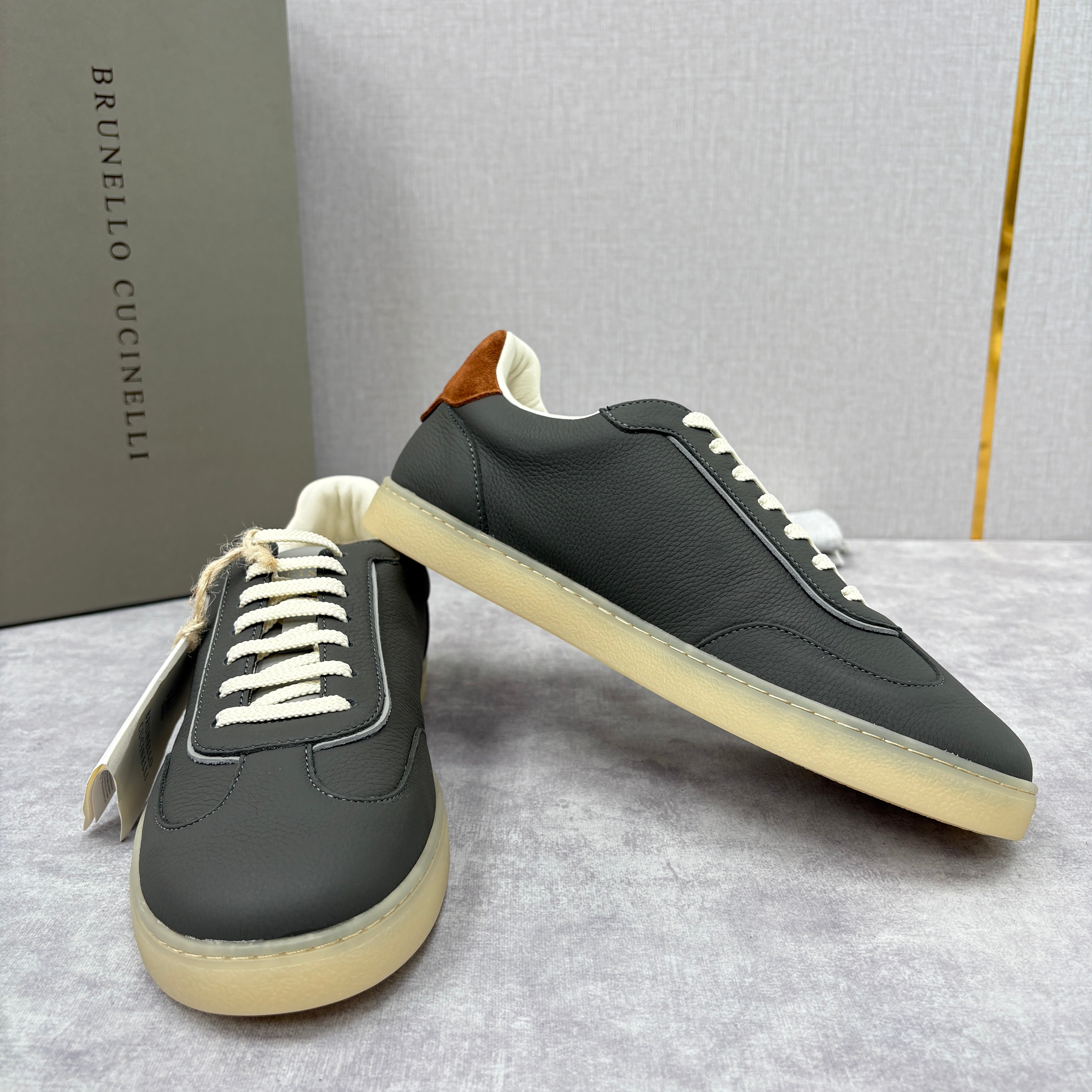 White, Black and Dark Brown Shoes