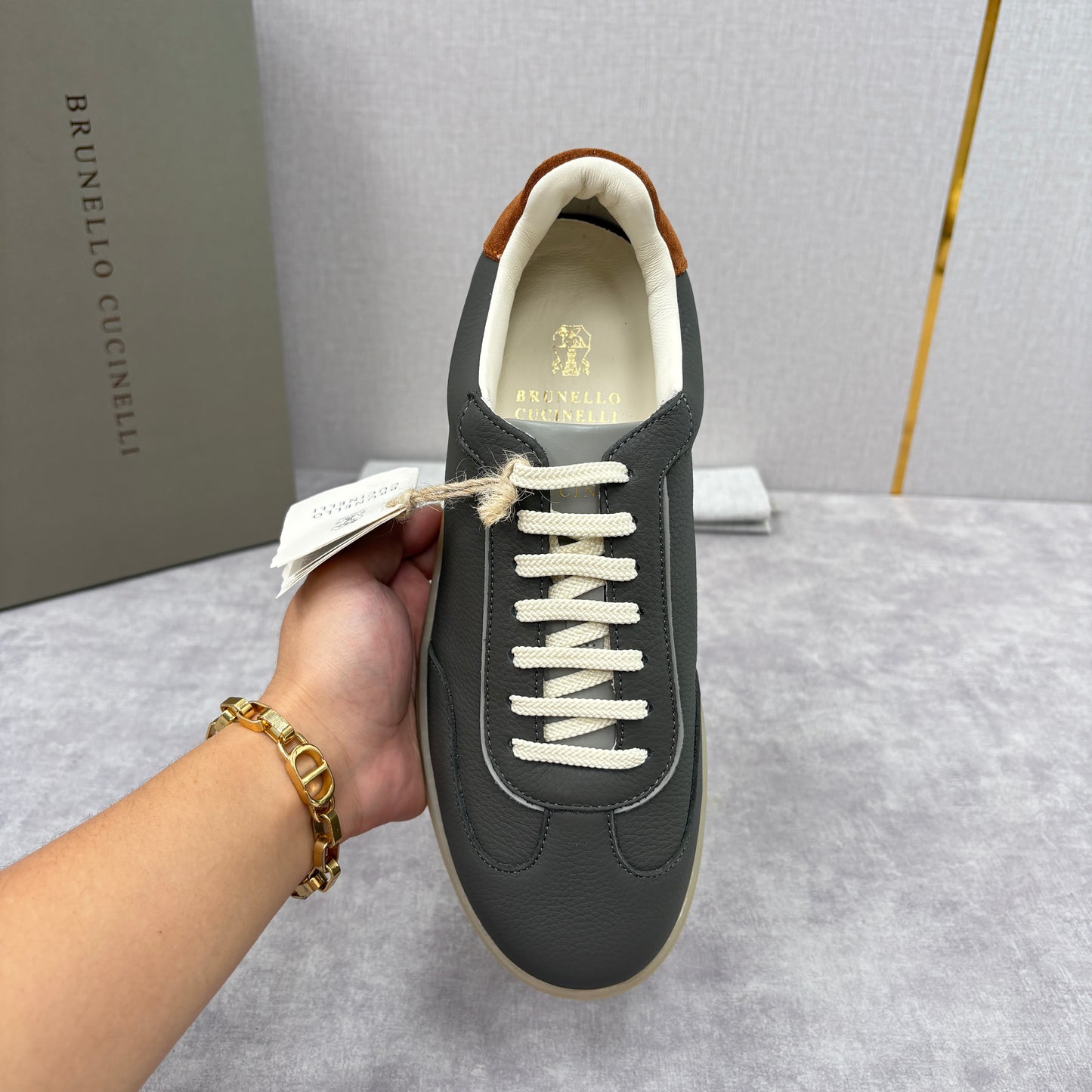 White, Black and Dark Brown Shoes