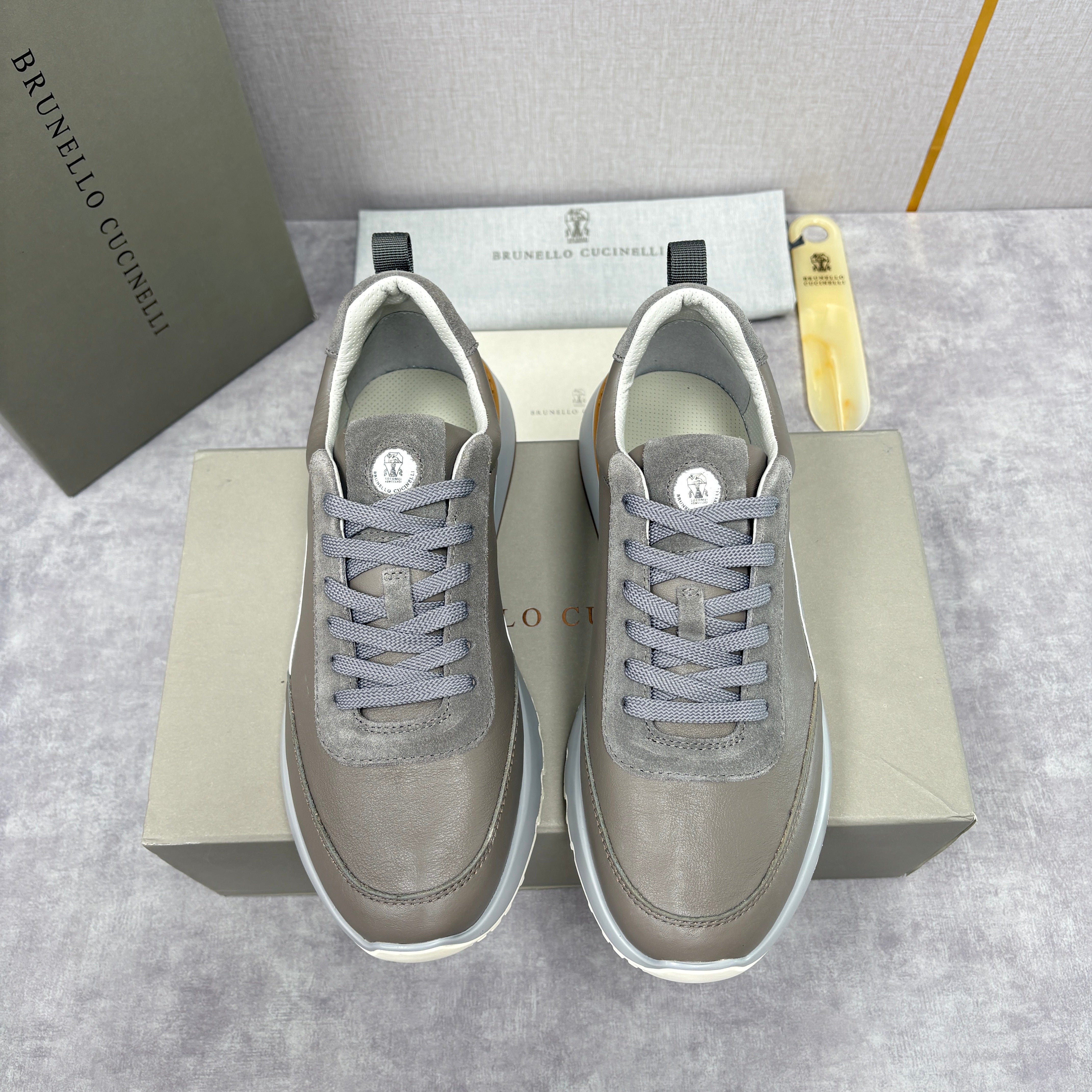 Grey, Dark Brown and Black Shoes