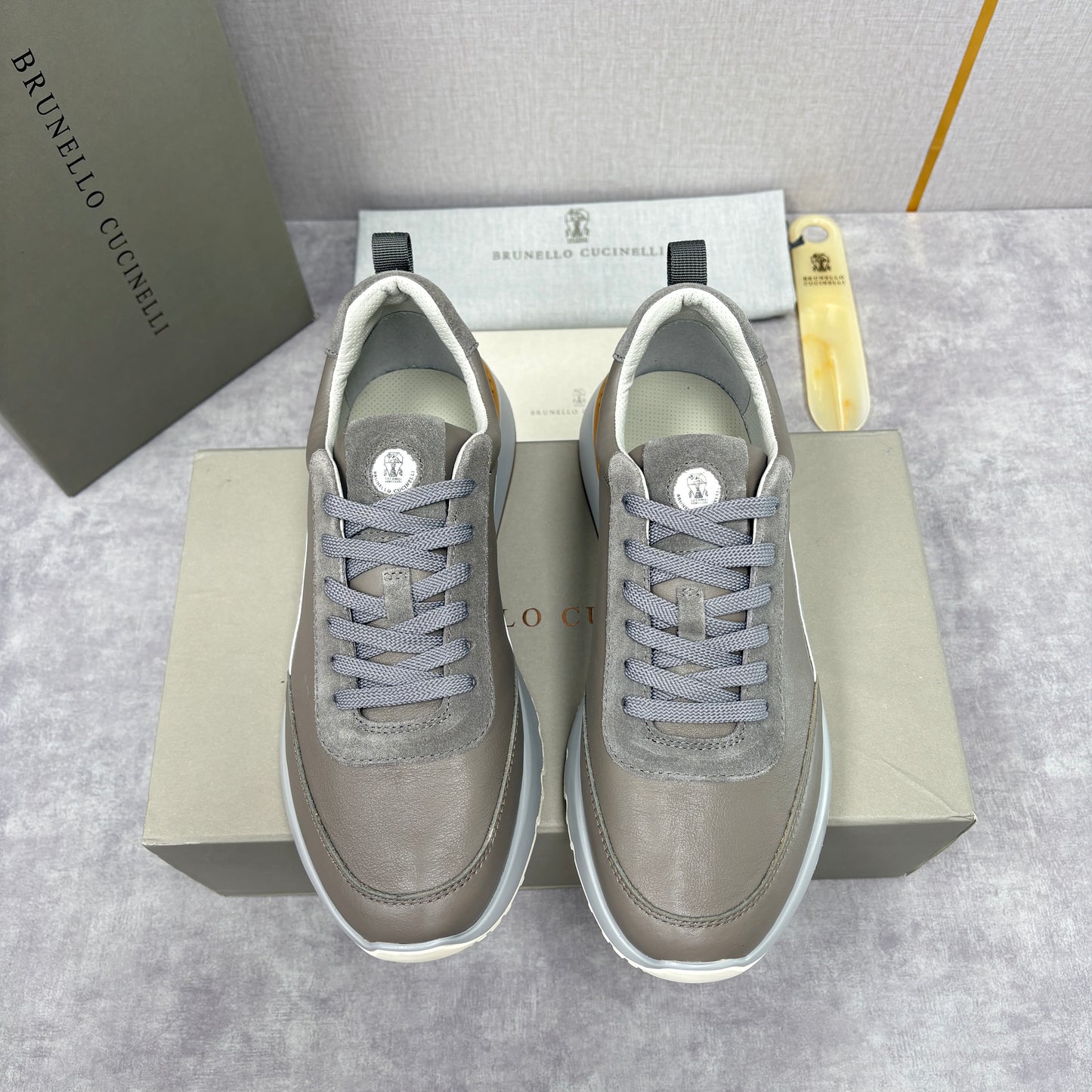 Grey, Dark Brown and Black Shoes