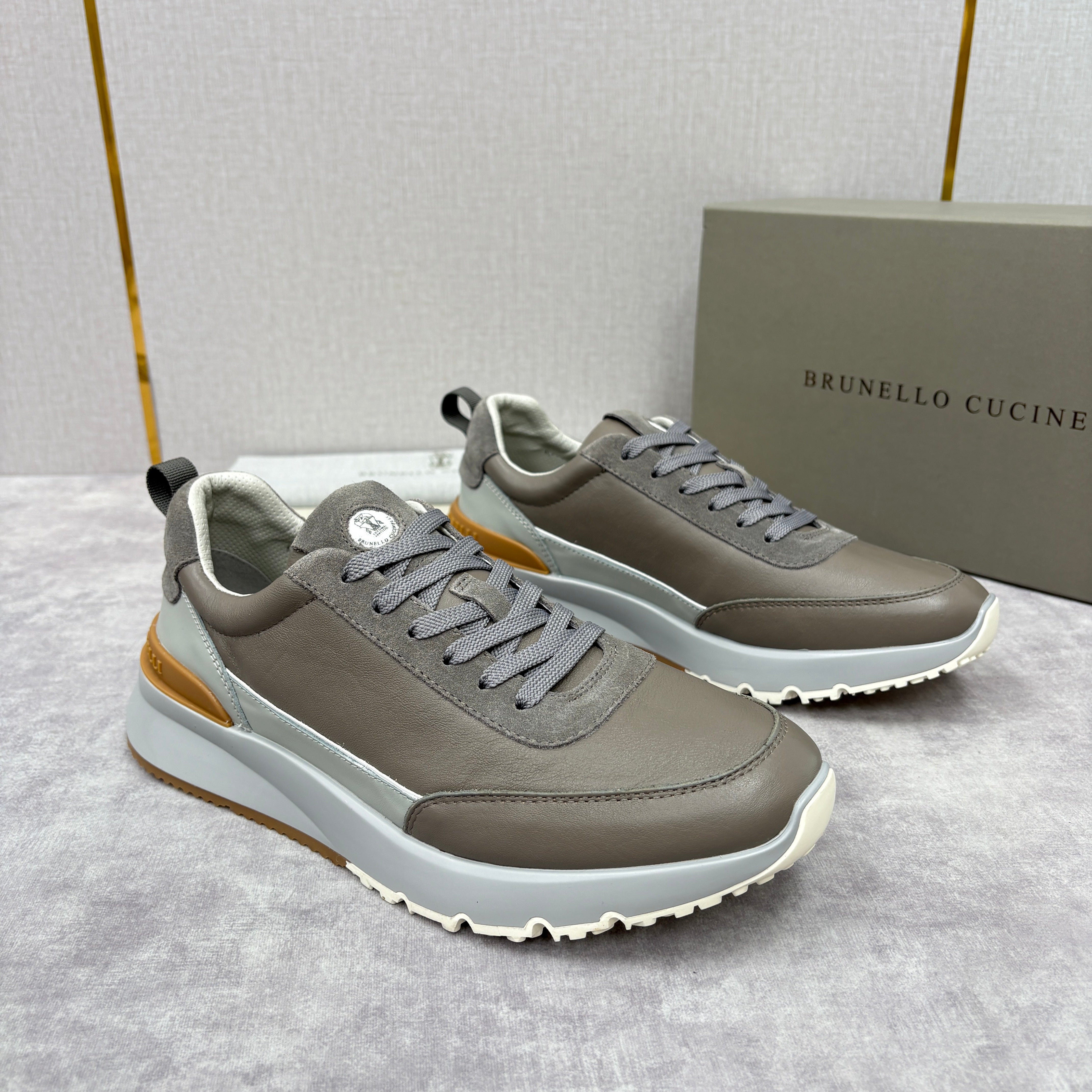 Grey, Dark Brown and Black Shoes
