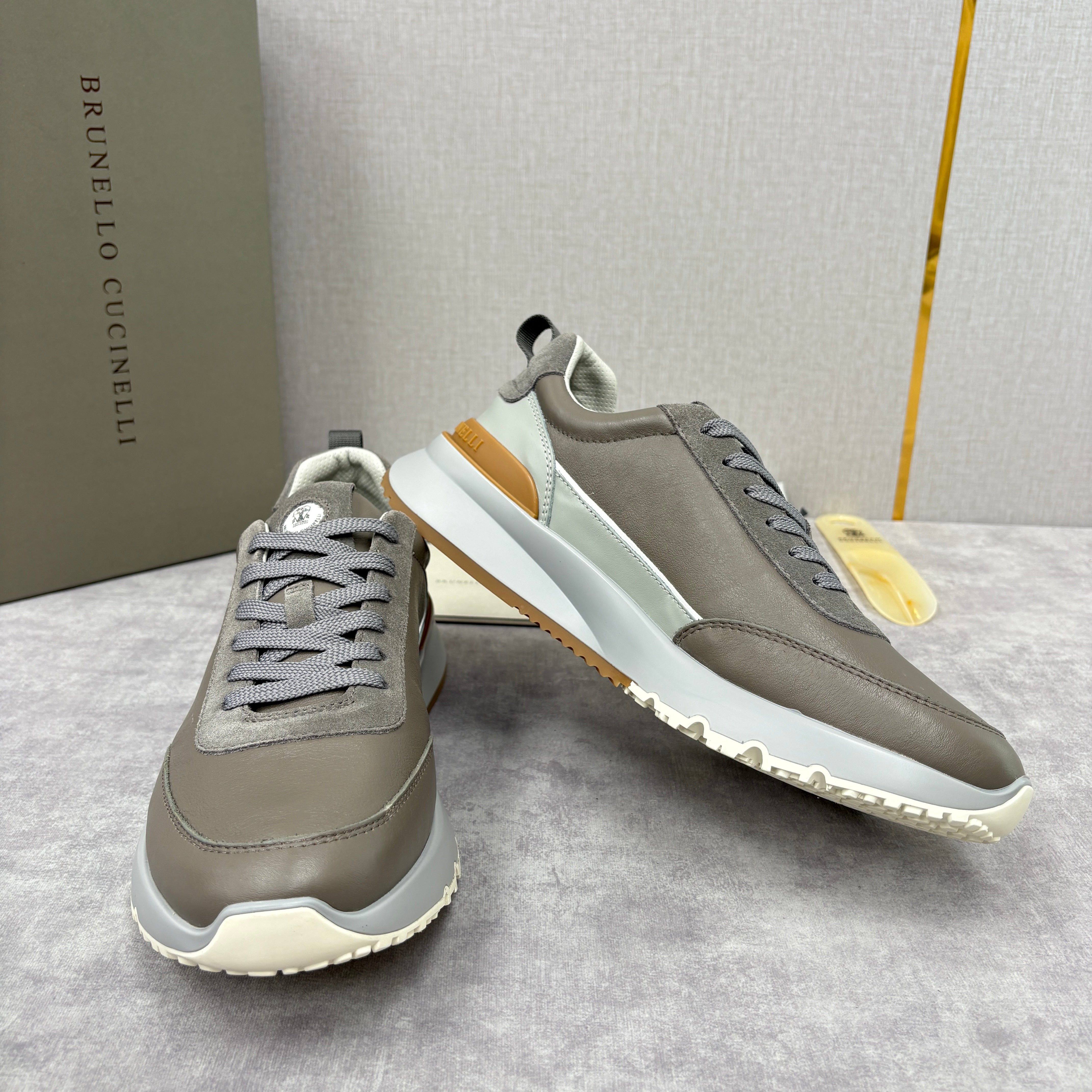 Grey, Dark Brown and Black Shoes