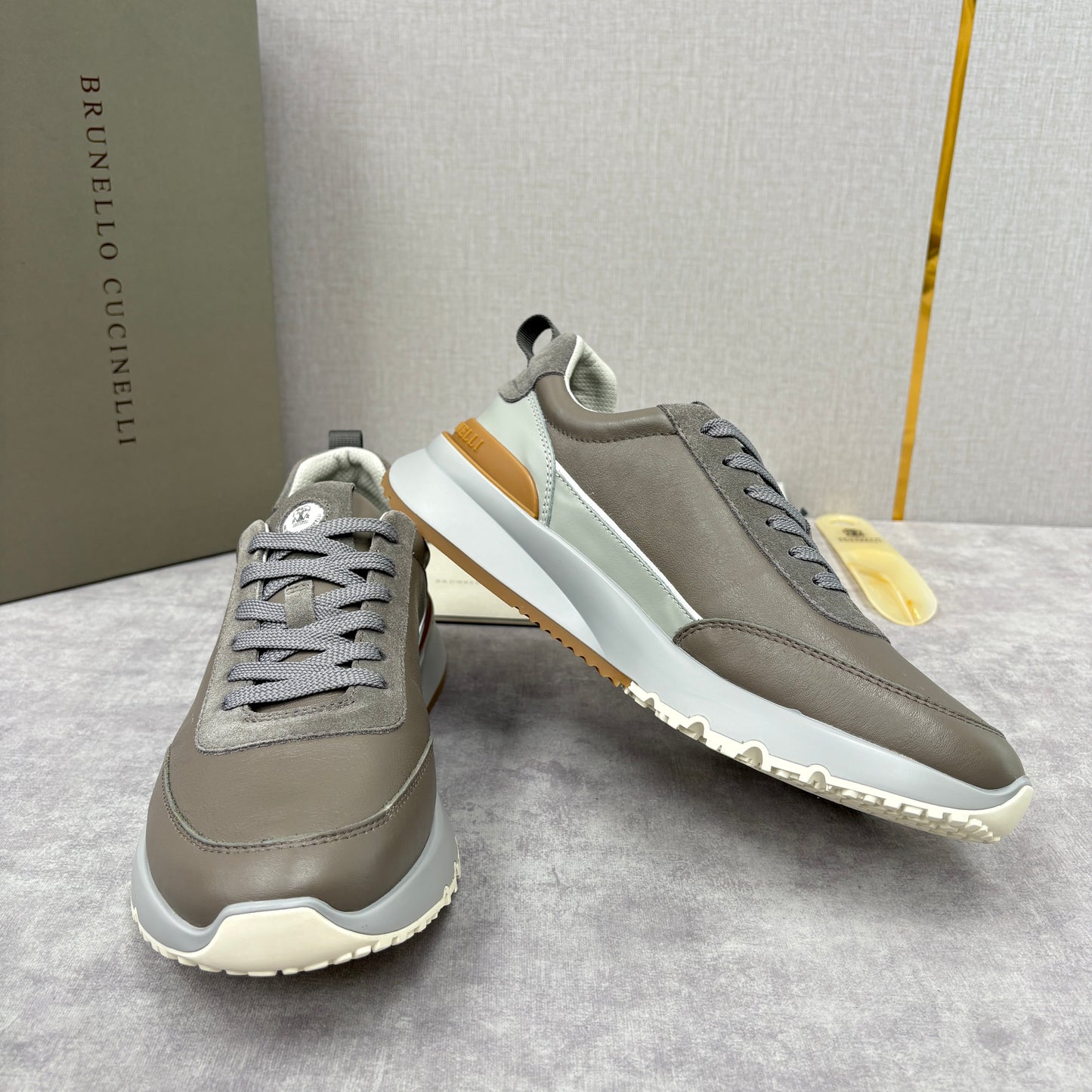 Grey, Dark Brown and Black Shoes