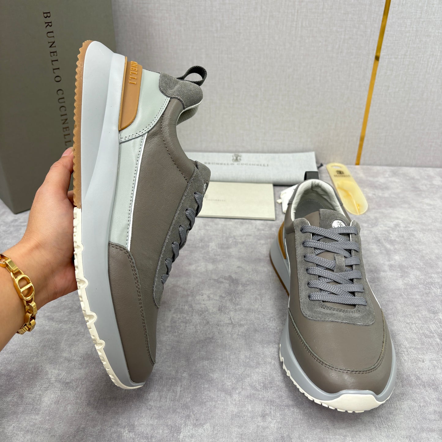 Grey, Dark Brown and Black Shoes