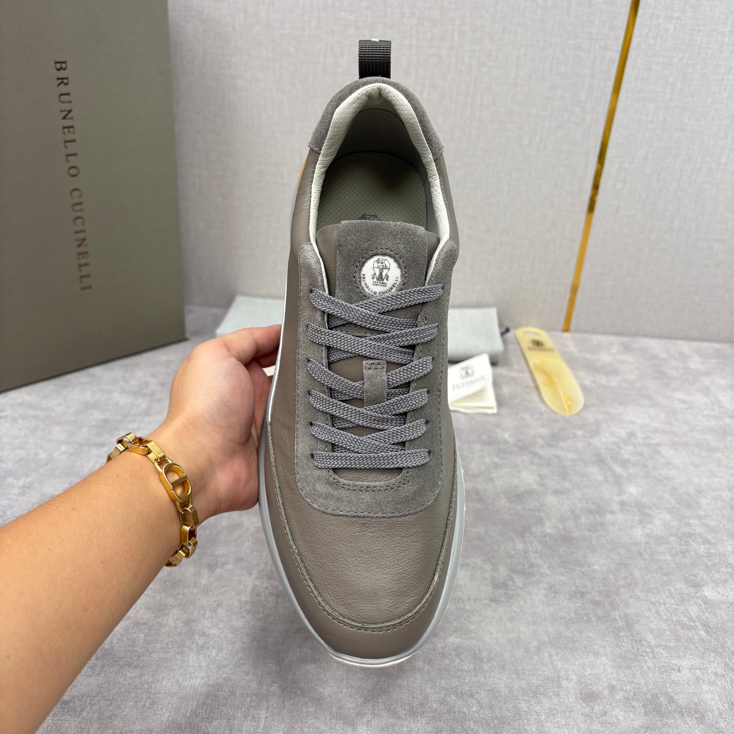 Grey, Dark Brown and Black Shoes