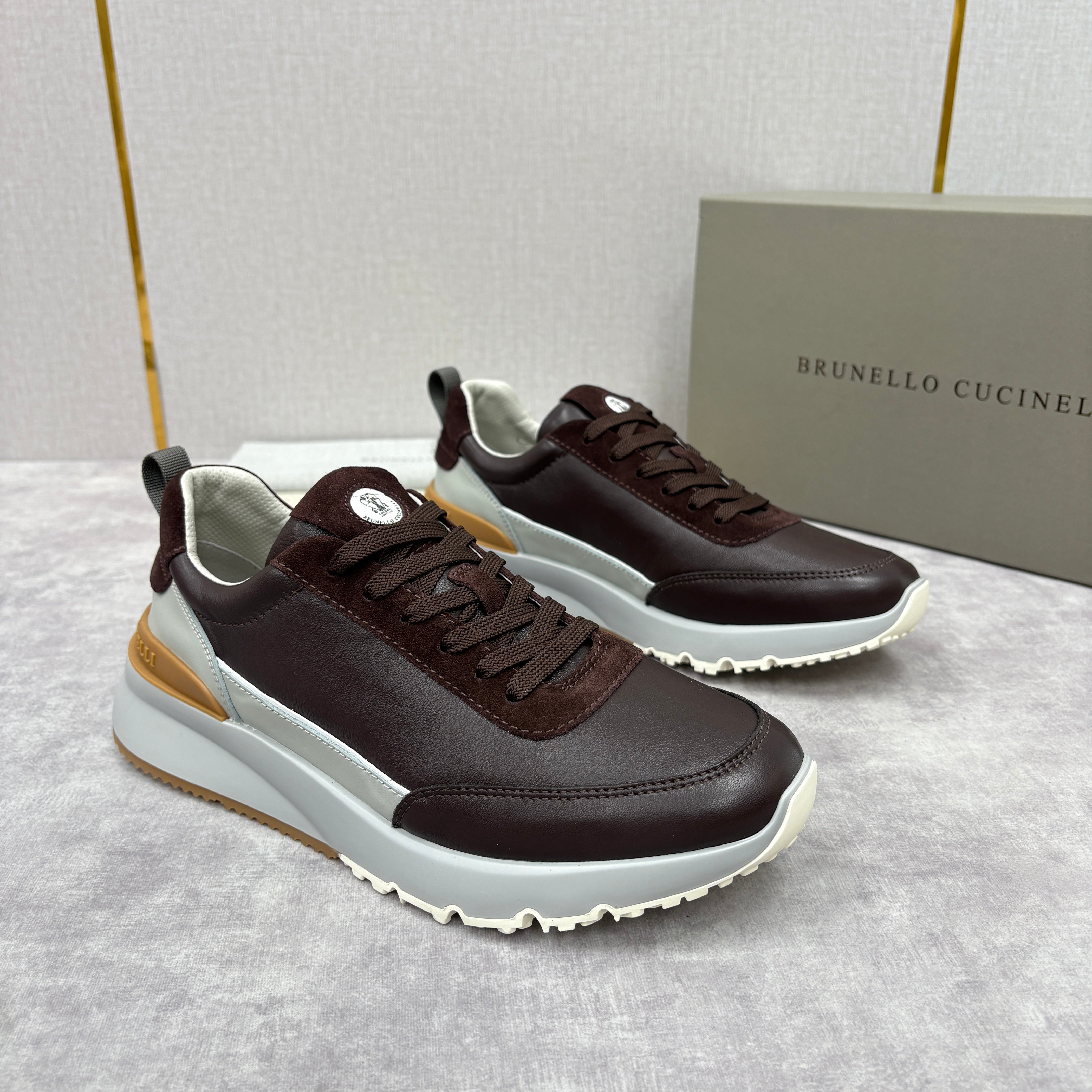 Grey, Dark Brown and Black Shoes