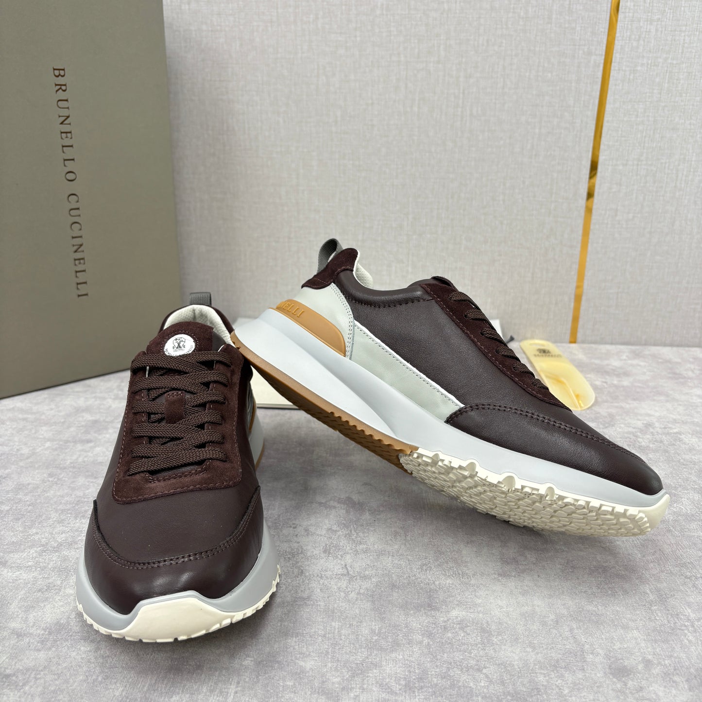 Grey, Dark Brown and Black Shoes