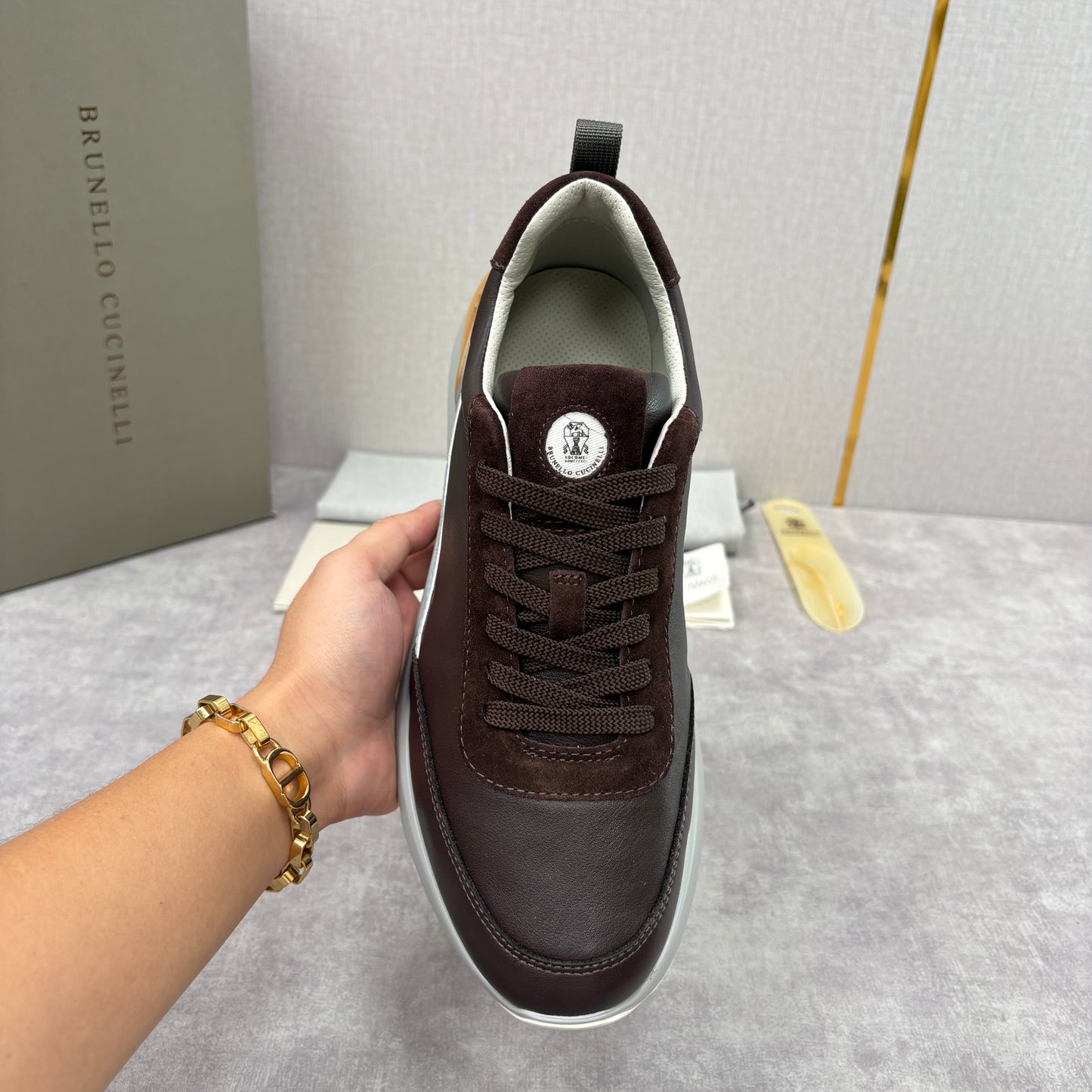 Grey, Dark Brown and Black Shoes