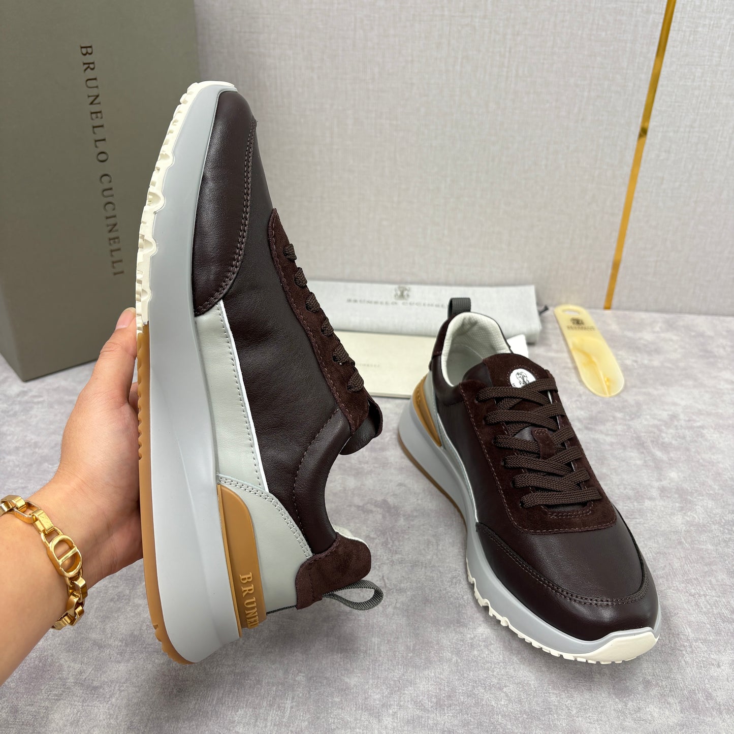 Grey, Dark Brown and Black Shoes