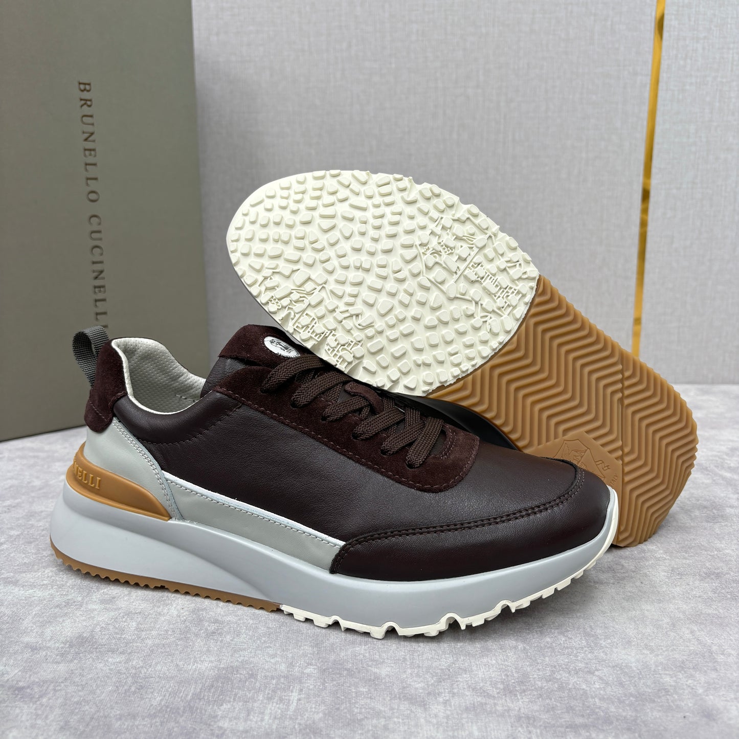 Grey, Dark Brown and Black Shoes