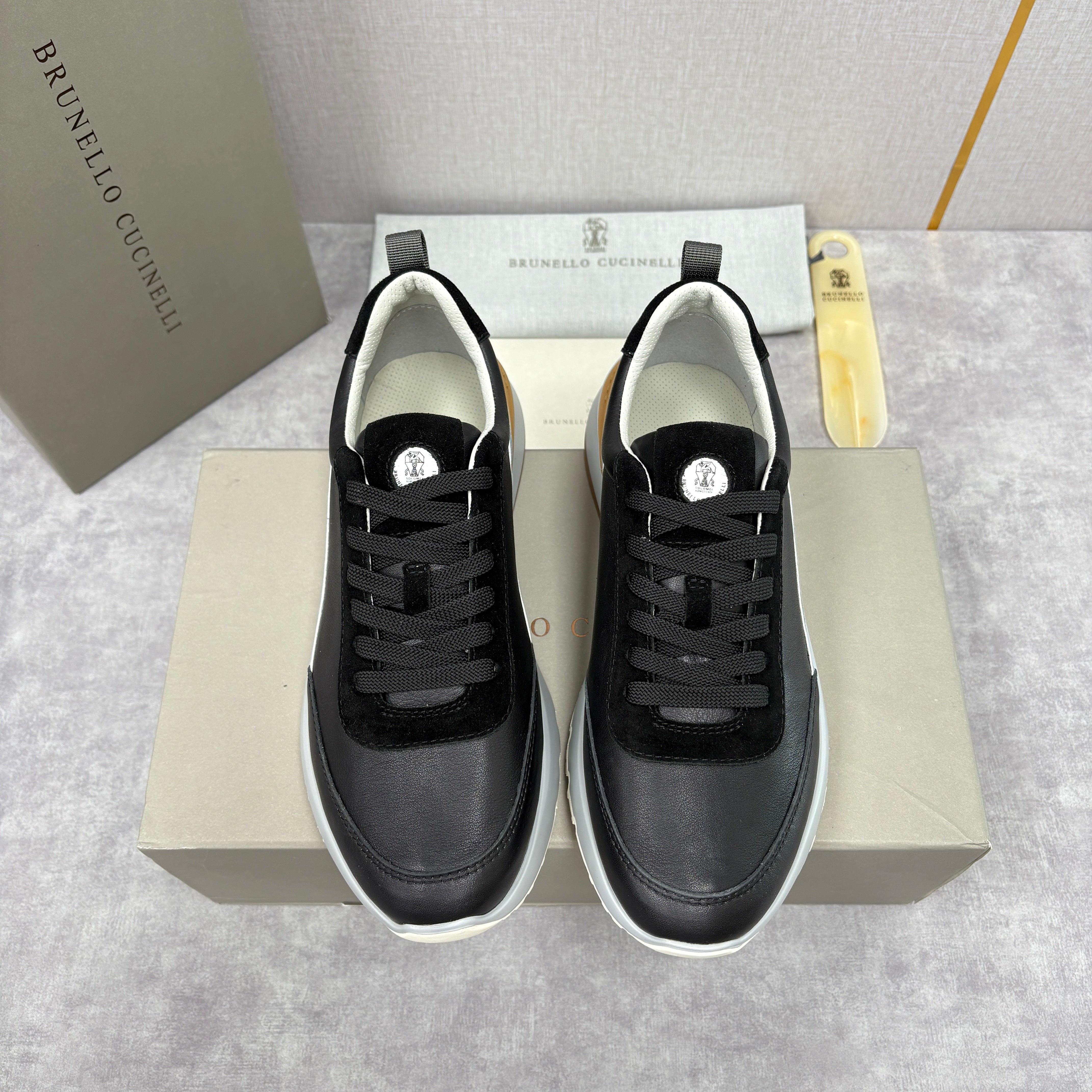 Grey, Dark Brown and Black Shoes