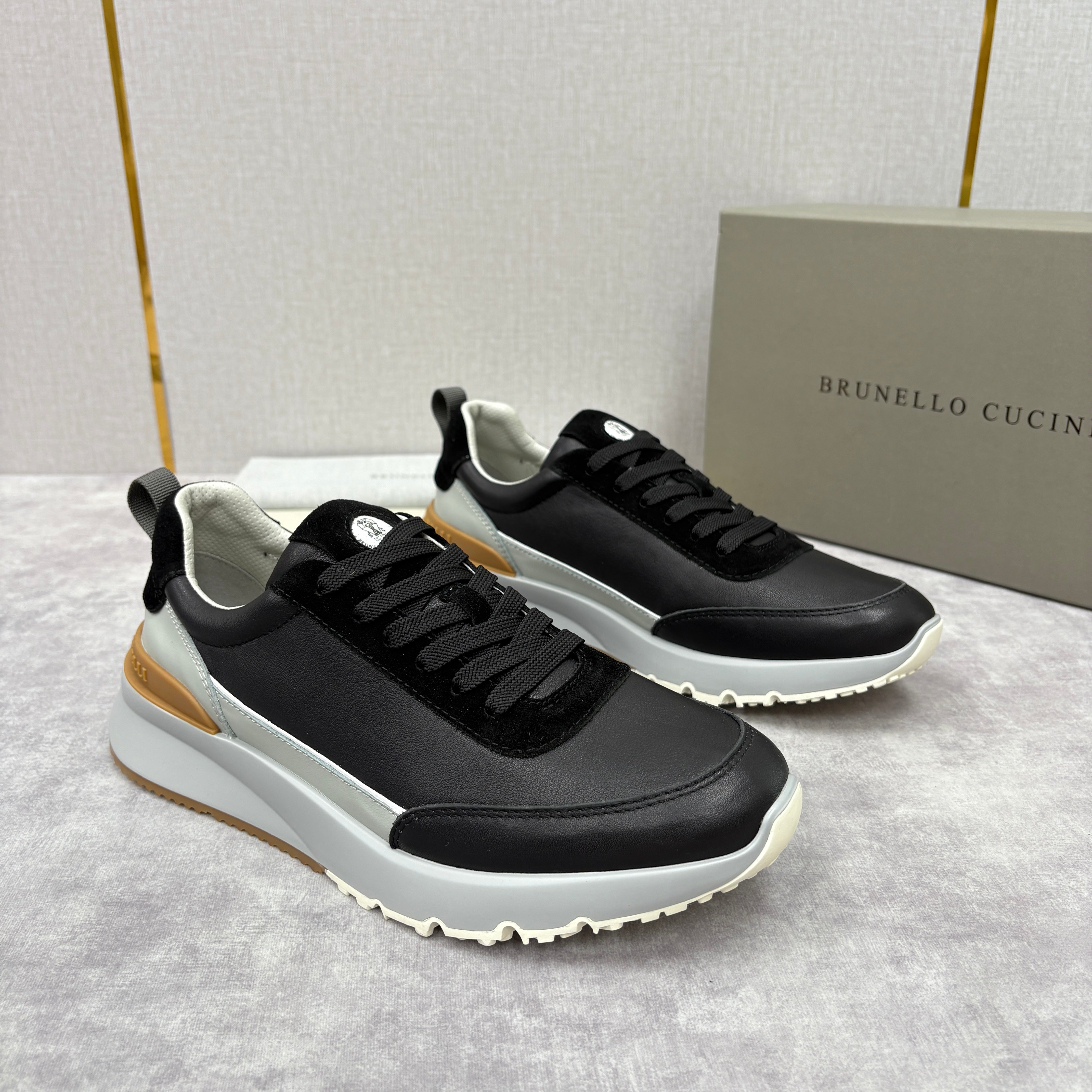 Grey, Dark Brown and Black Shoes