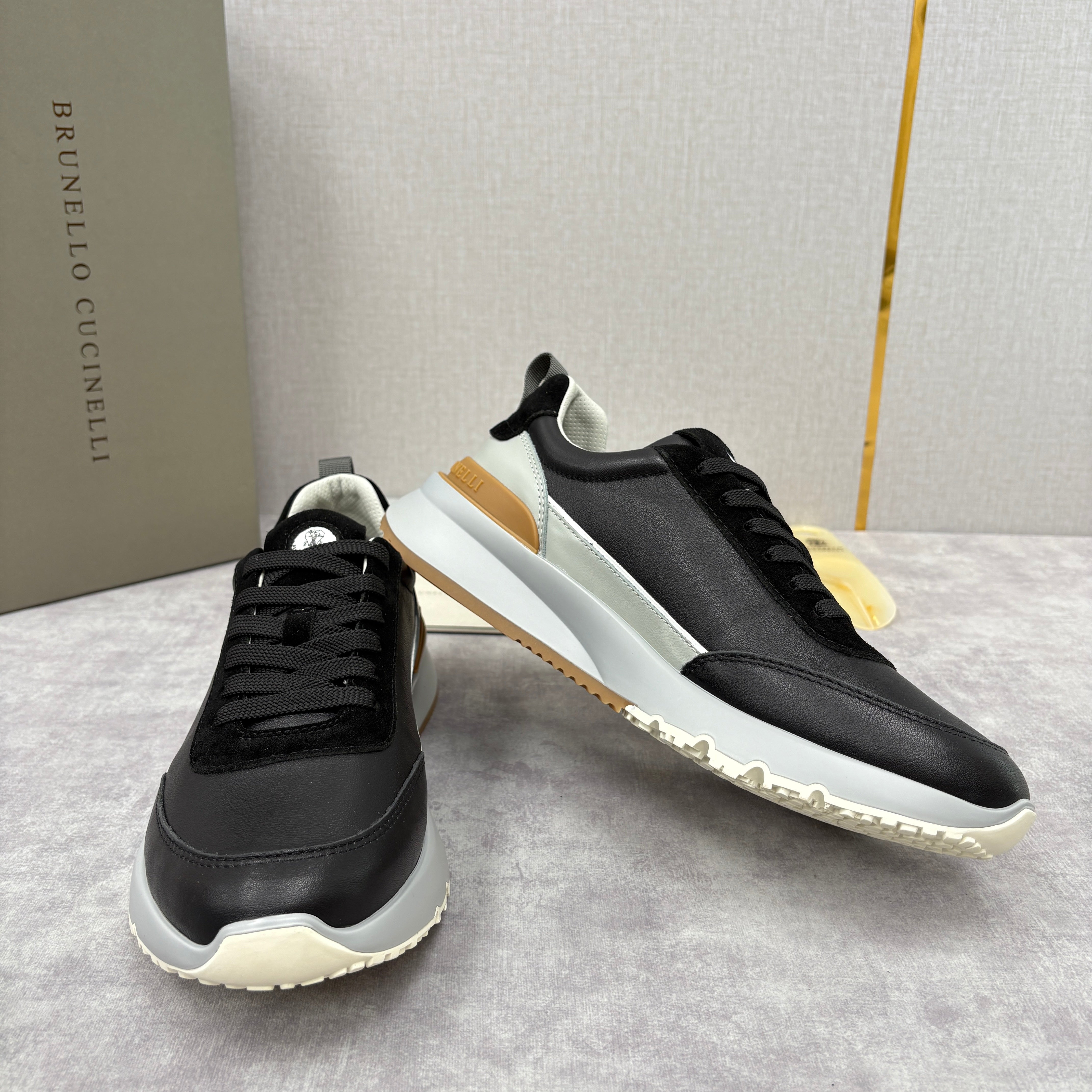 Grey, Dark Brown and Black Shoes