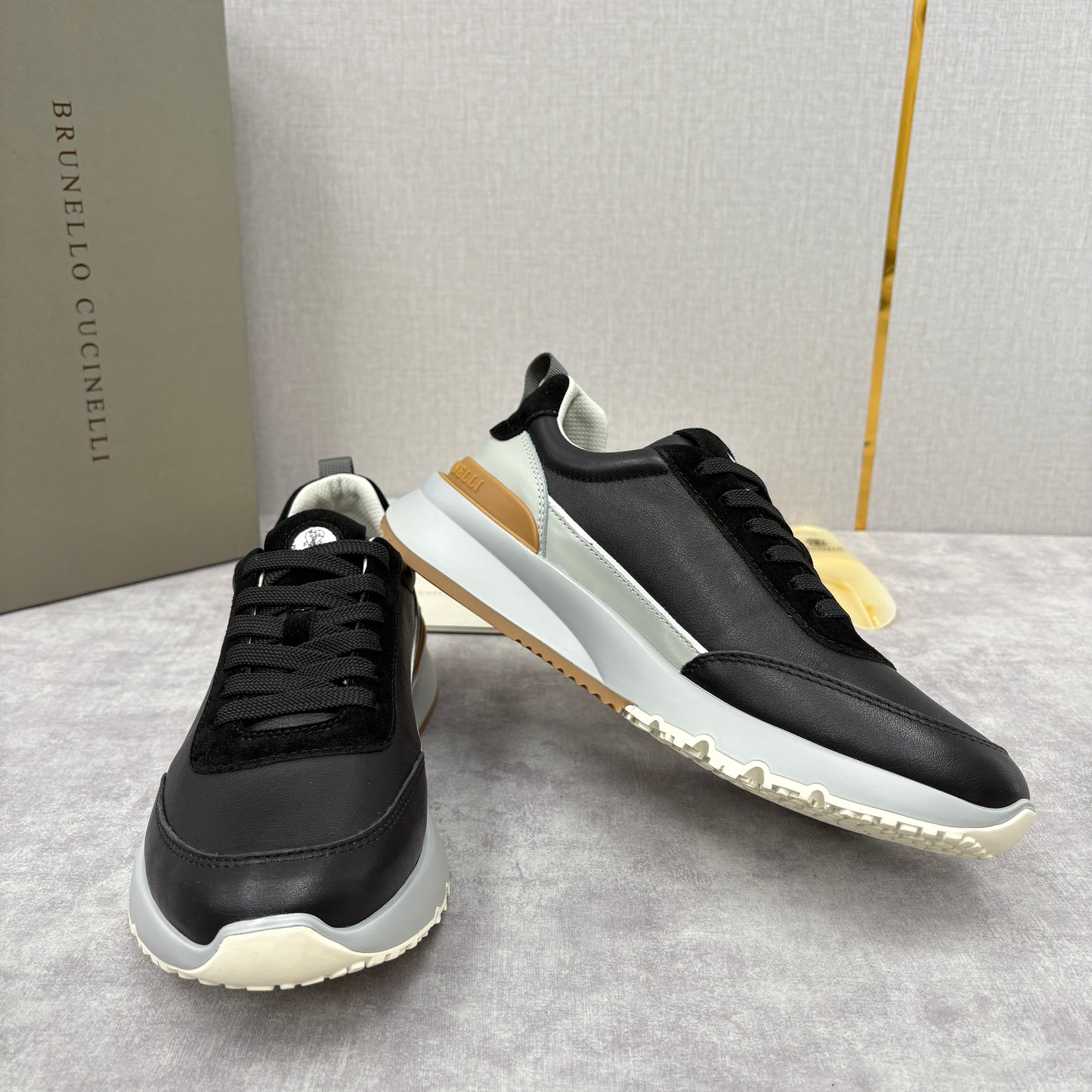 Grey, Dark Brown and Black Shoes